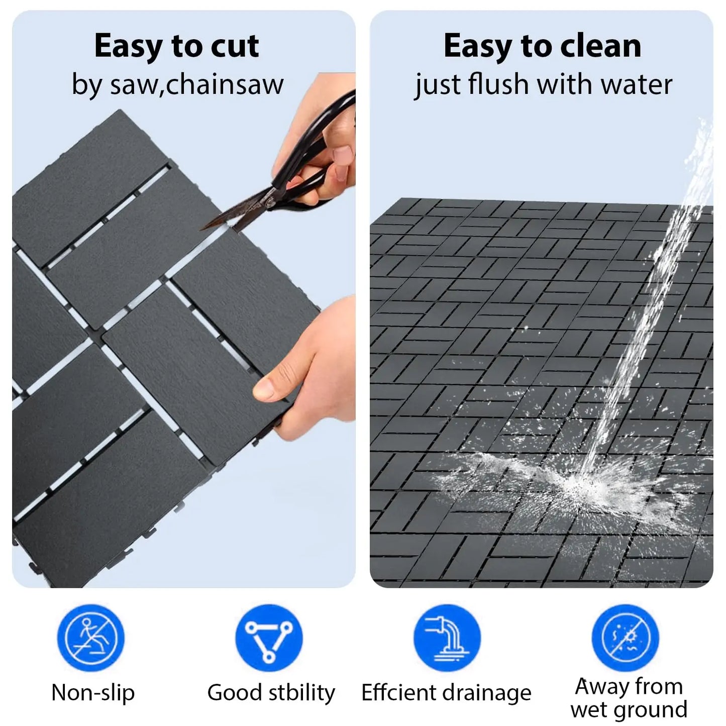 44 Piece Pack Interlocking Plastic Floor Tiles