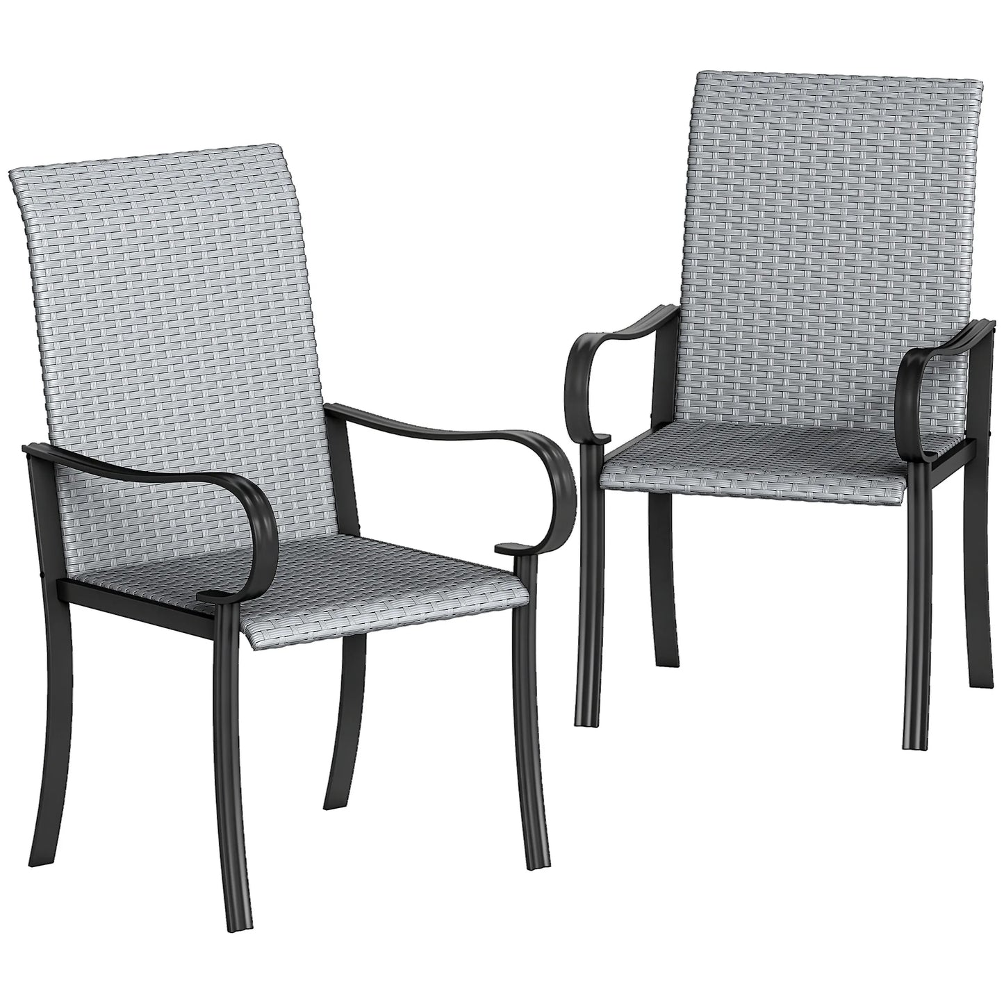 Set Of 2 Outdoor Wicker Dining Chairs With Armrests