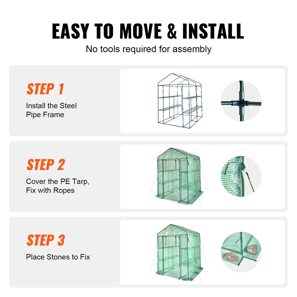 SucceBuy Walk-In Greenhouse With Shelves