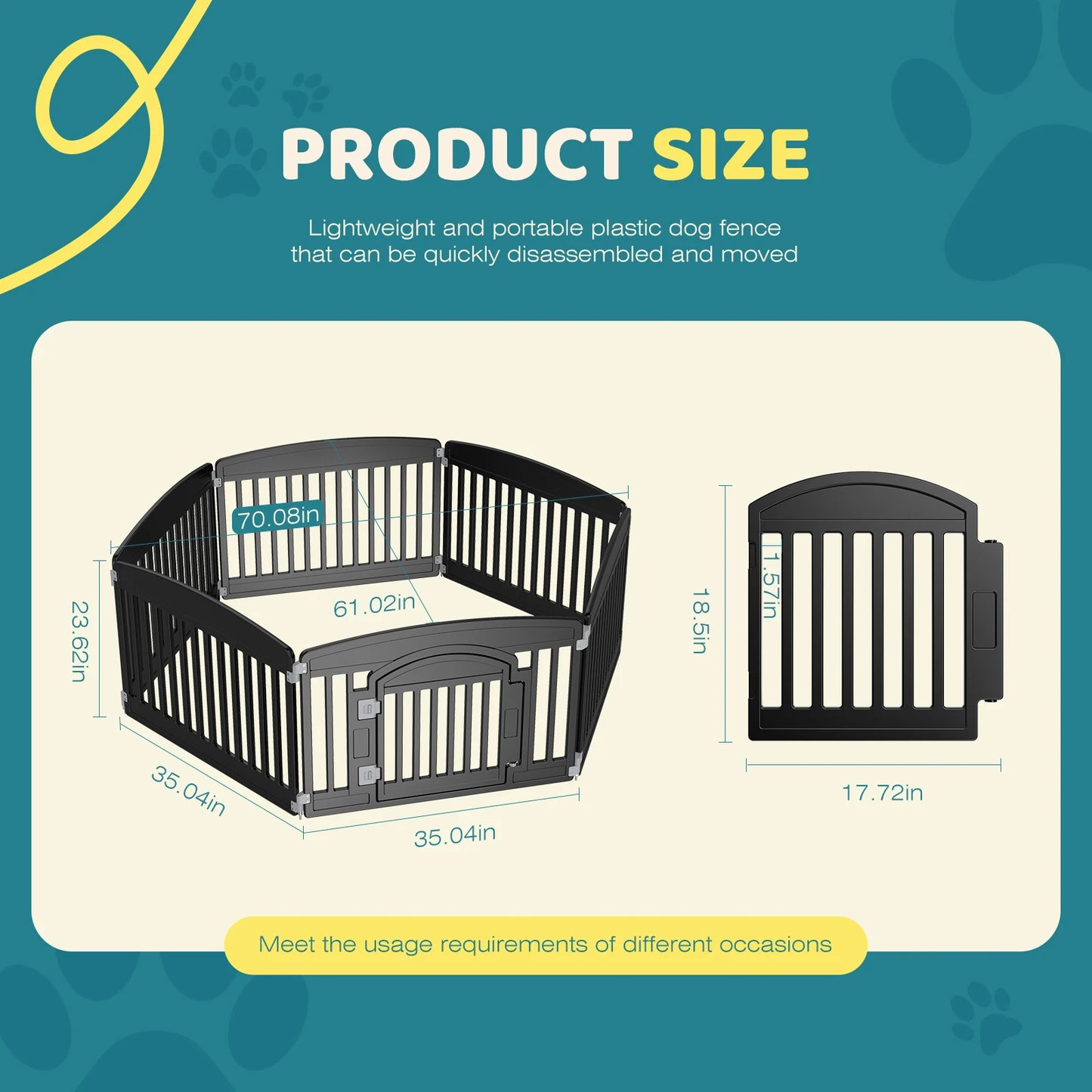 JHK Plastic Dog Playpen Portable Indoor Outdoor Pet Fence