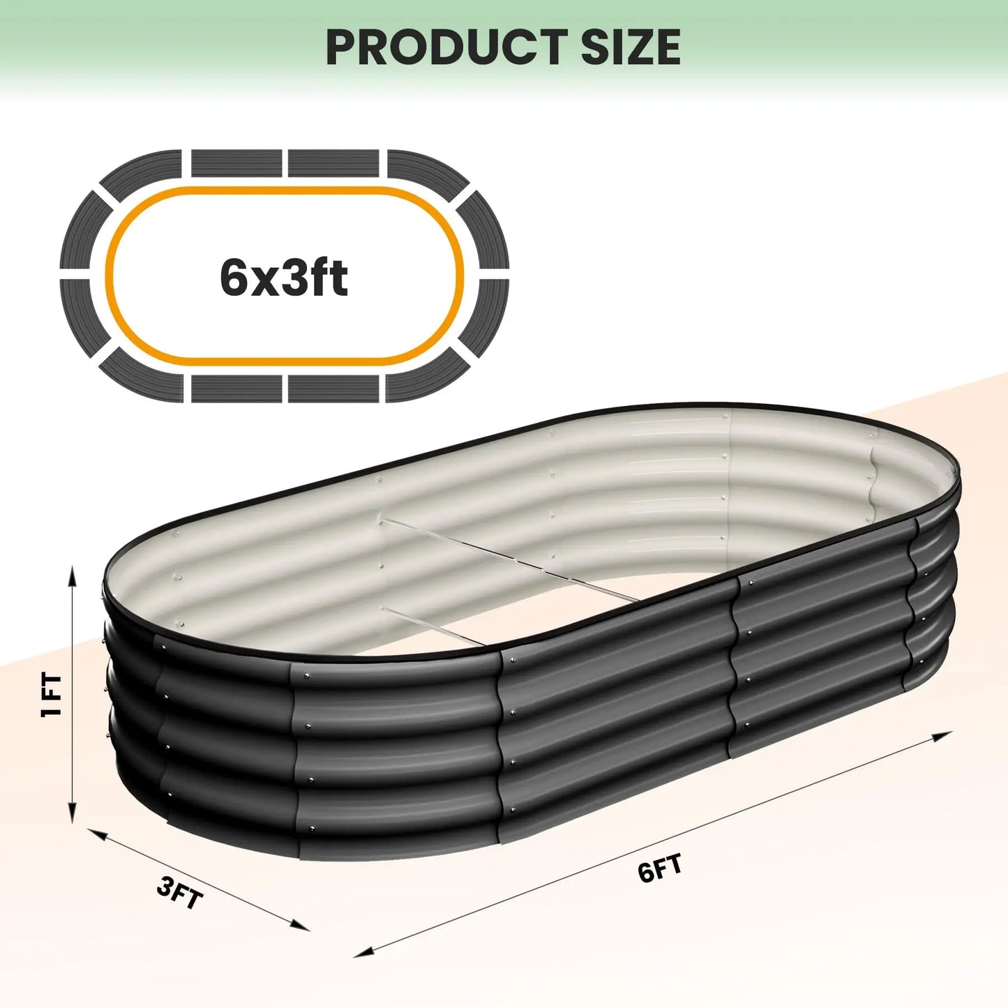 HiMISS 2-Pack Oval Galvanized Steel Raised Garden Bed