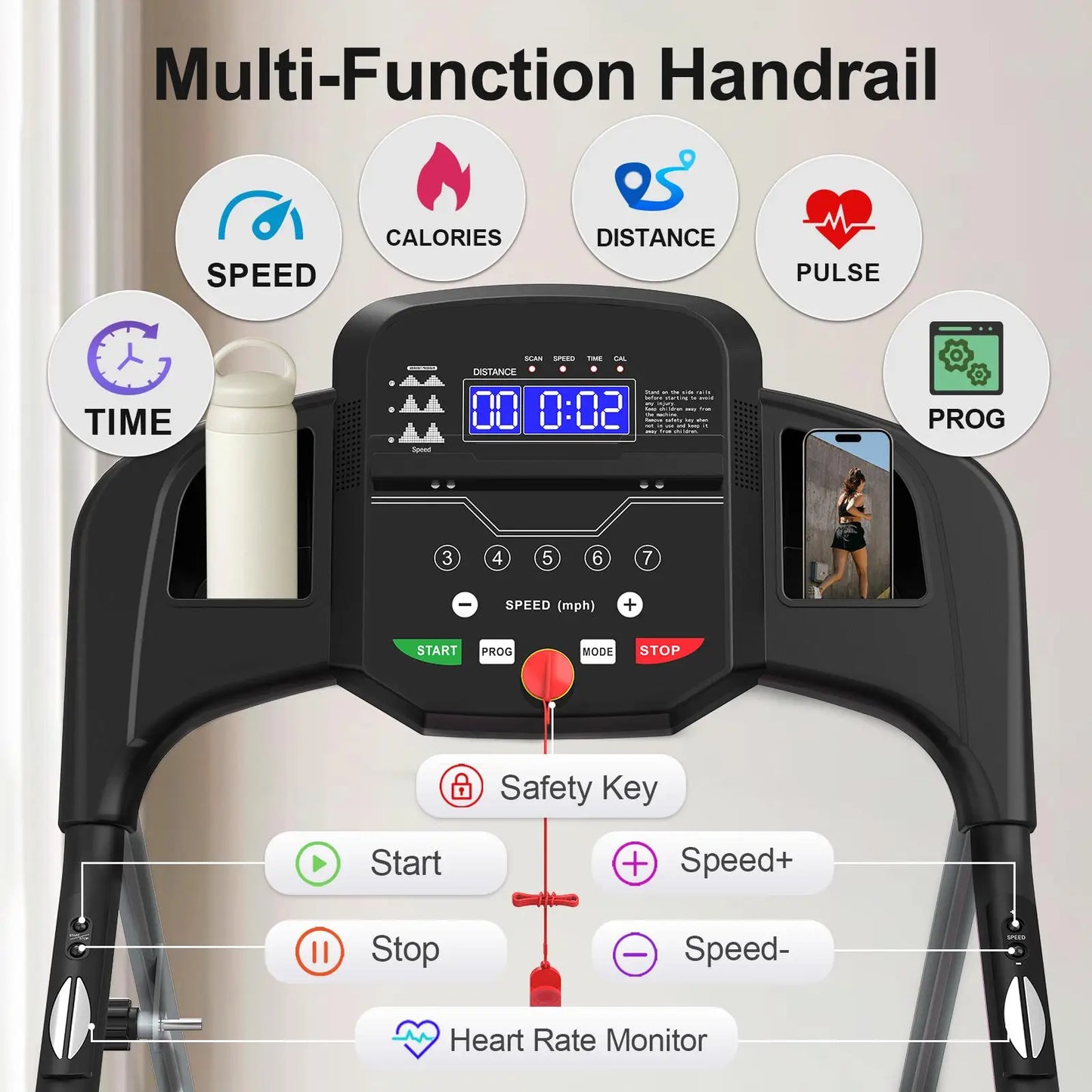 Foldable Home Treadmill With Shock Absorbing Non Slip