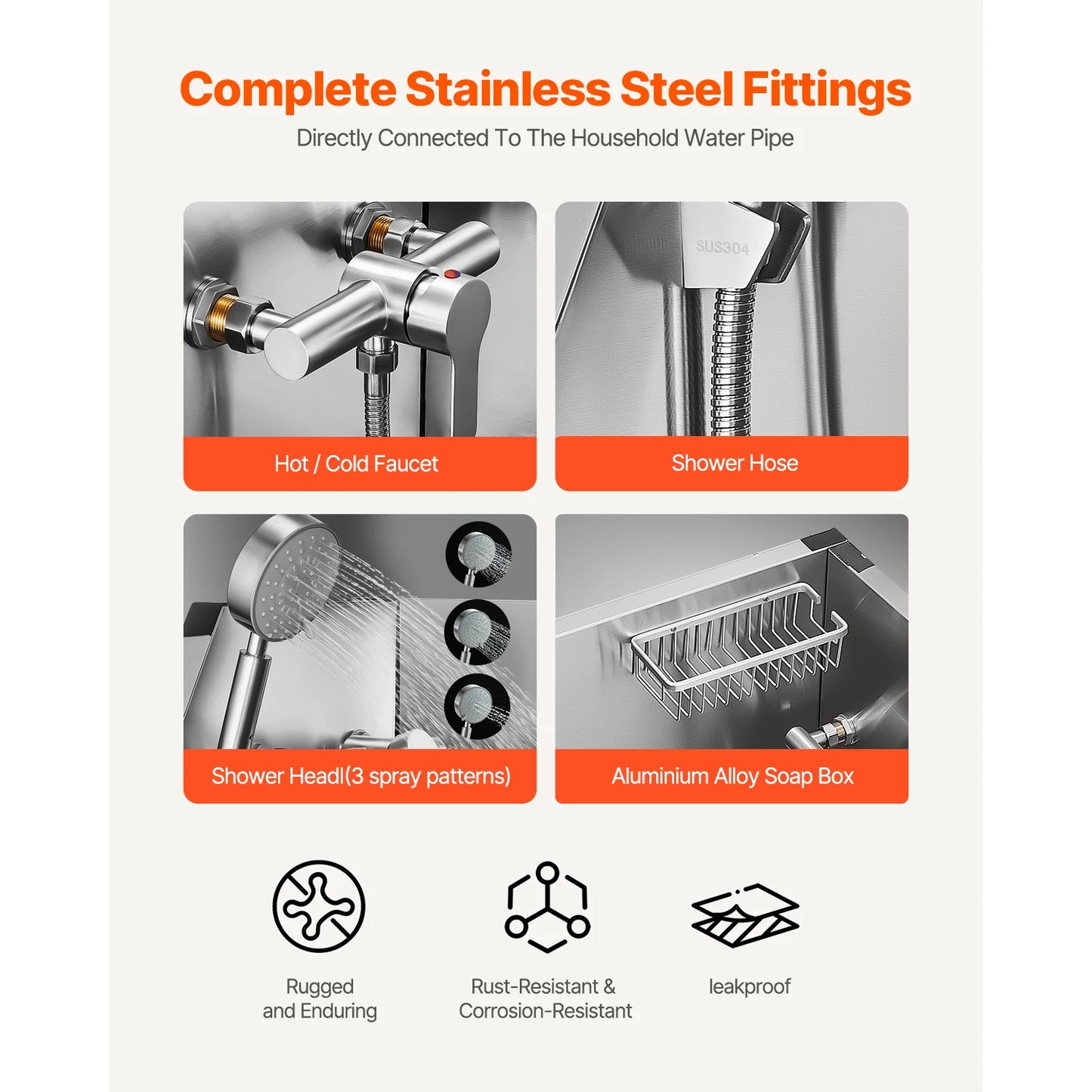 SucceBuy Stainless Steel Dog Washing Station With Faucet