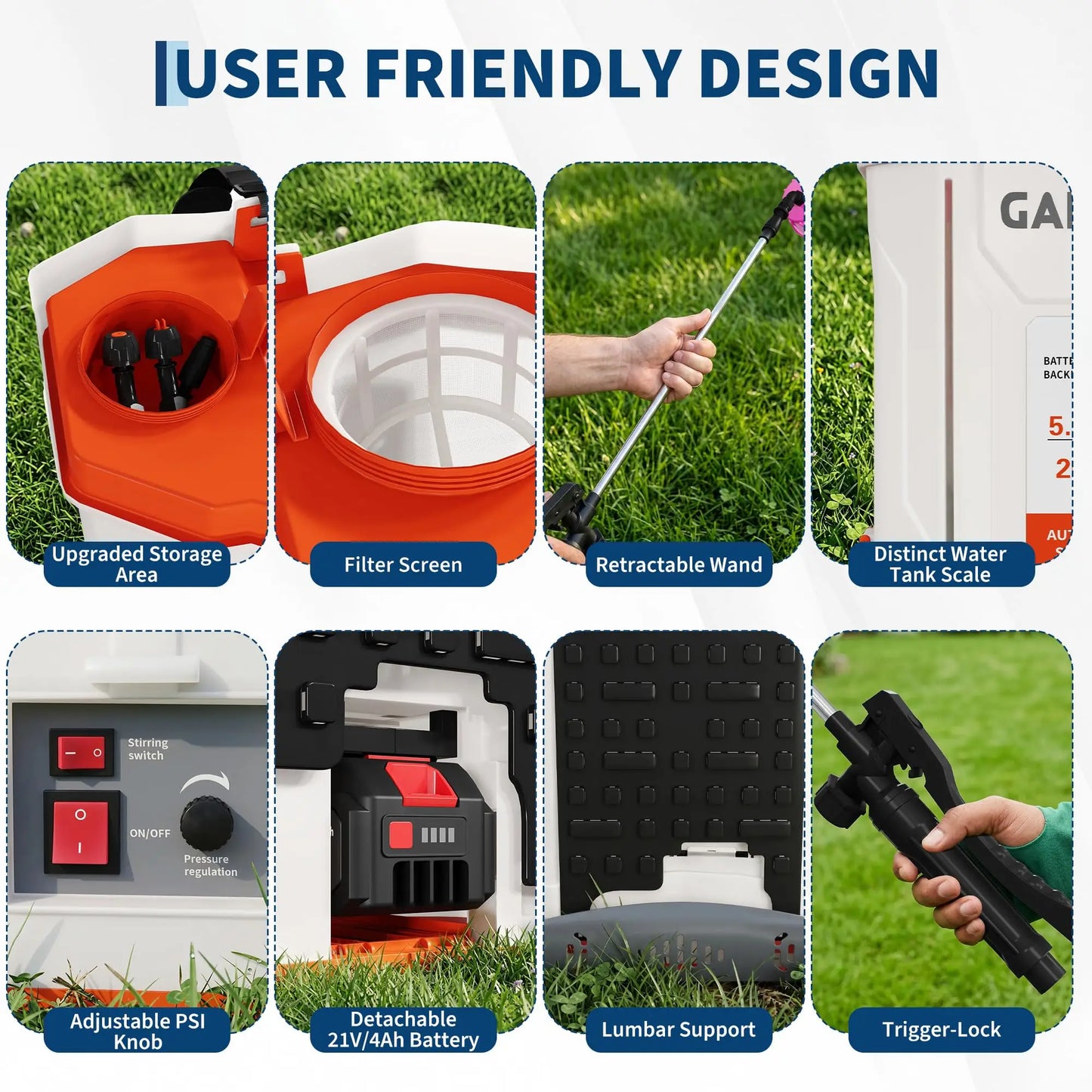 HiMISS Cordless Backpack Sprayer 21V 90 PSI
