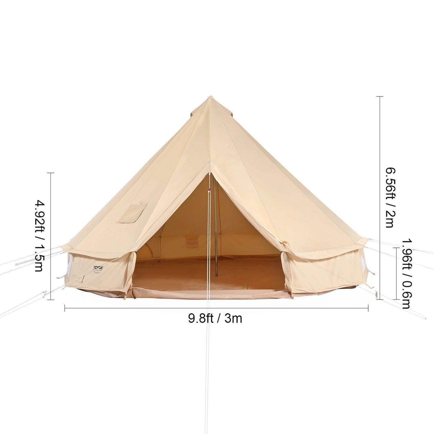 SucceBuy Canvas Bell Tent For Camping Holds Up To 8