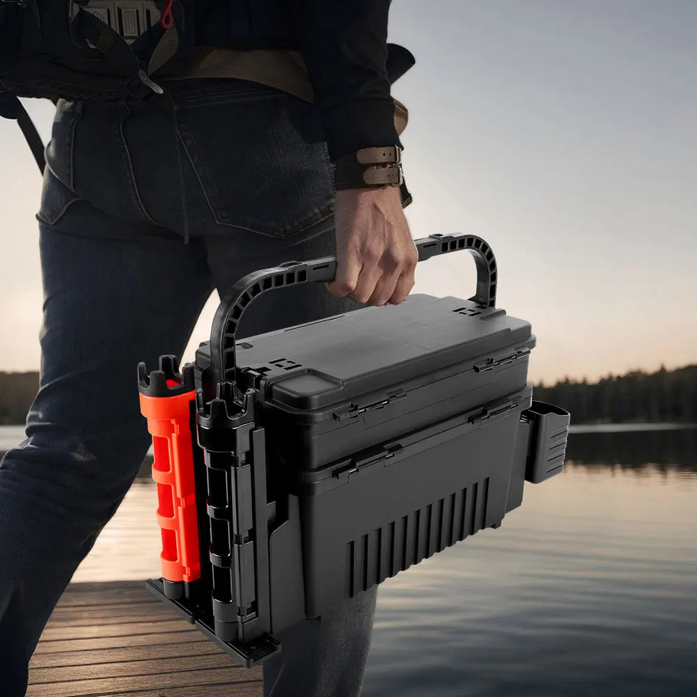 ALIILEE 2 Tier Fishing Tackle Box With Cup Holder