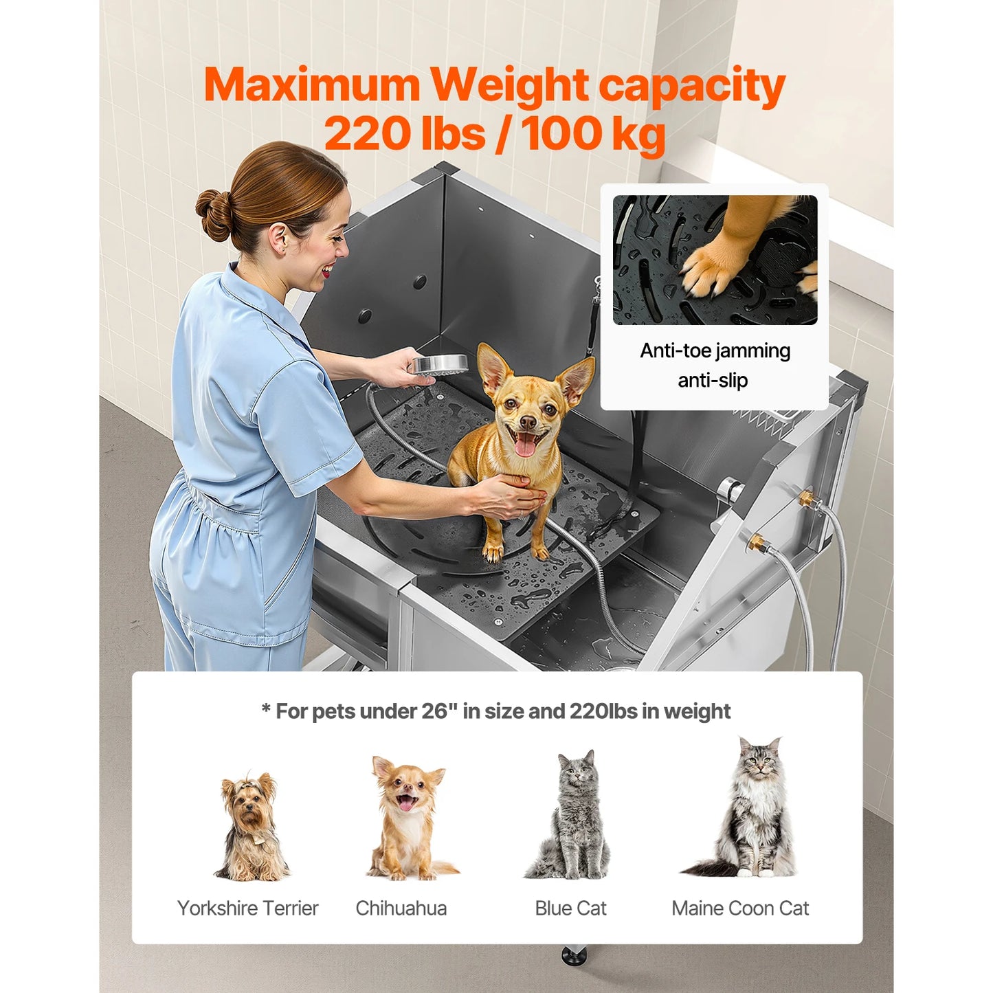 SucceBuy Stainless Steel Dog Washing Station With Faucet