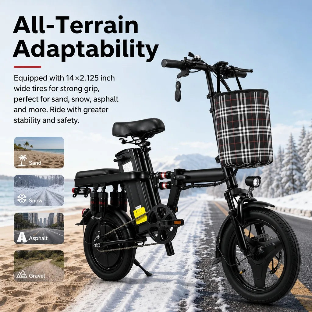 Foldable 500W 48V Commuter E Bike With 8 Shock Absorbers