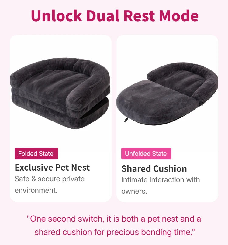 Dual-Use Foldable Pet Bed For Dogs And Owners