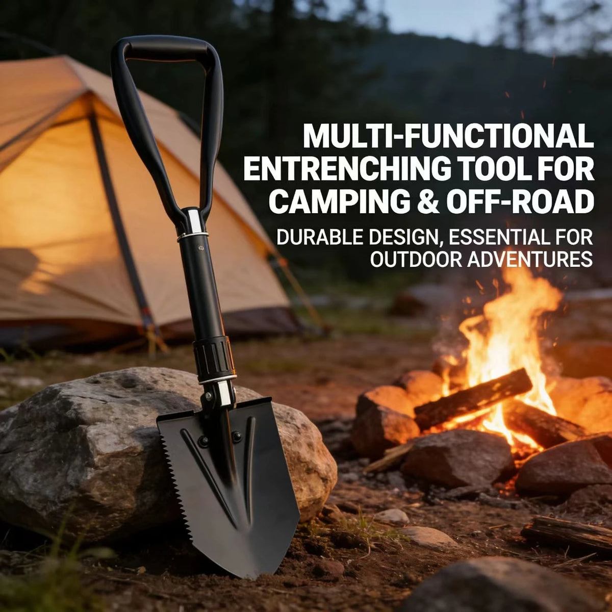 Folding Survival Shovel With Pick 50Mn Steel Tool