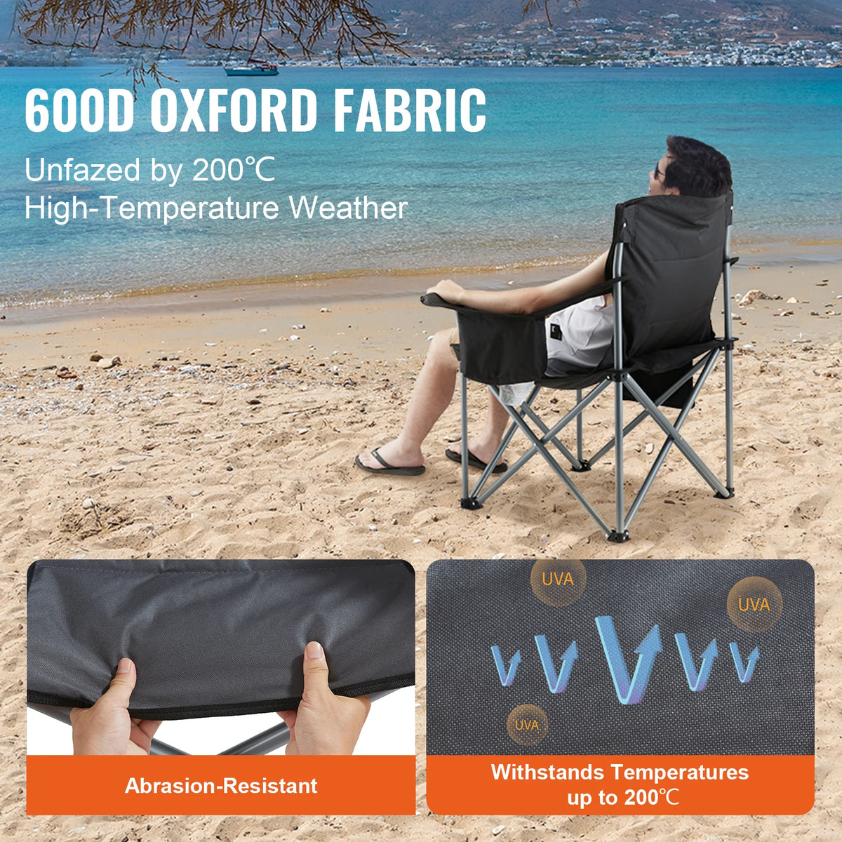 VEVOR Portable Folding Camping Chair With Lumbar Support