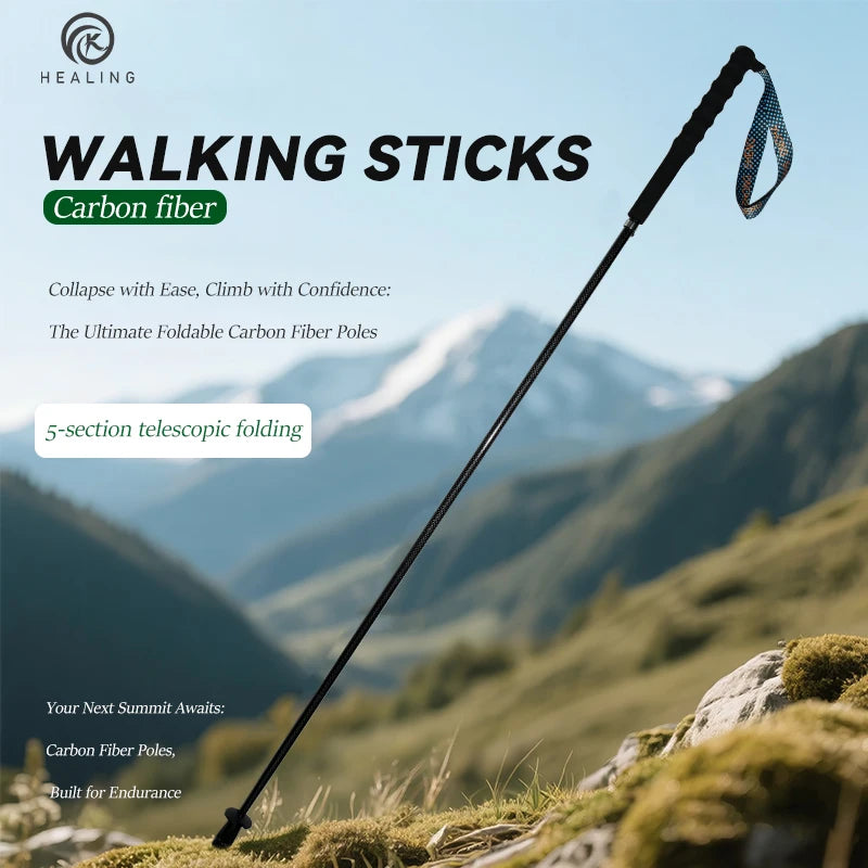 OKHEALING Carbon Fiber Trekking Poles Collapsible