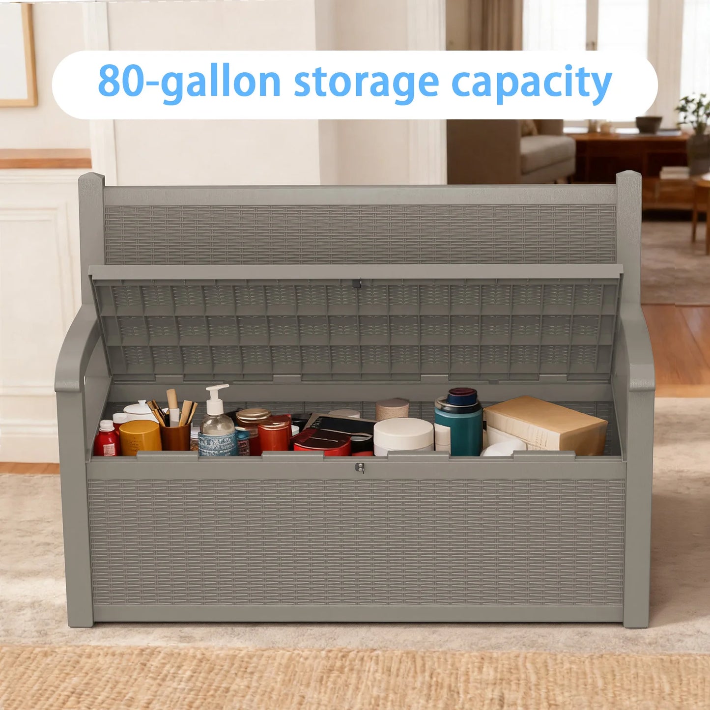 Outdoor Storage Bench With Rattan Look And Storage Box