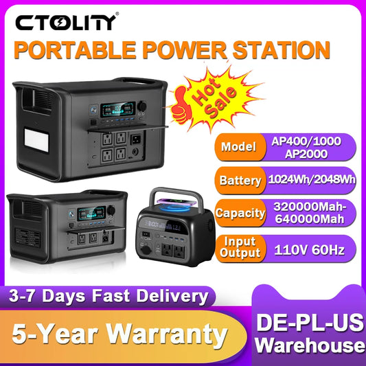 CTOLITY 2400W Portable Power Station Camping Generator