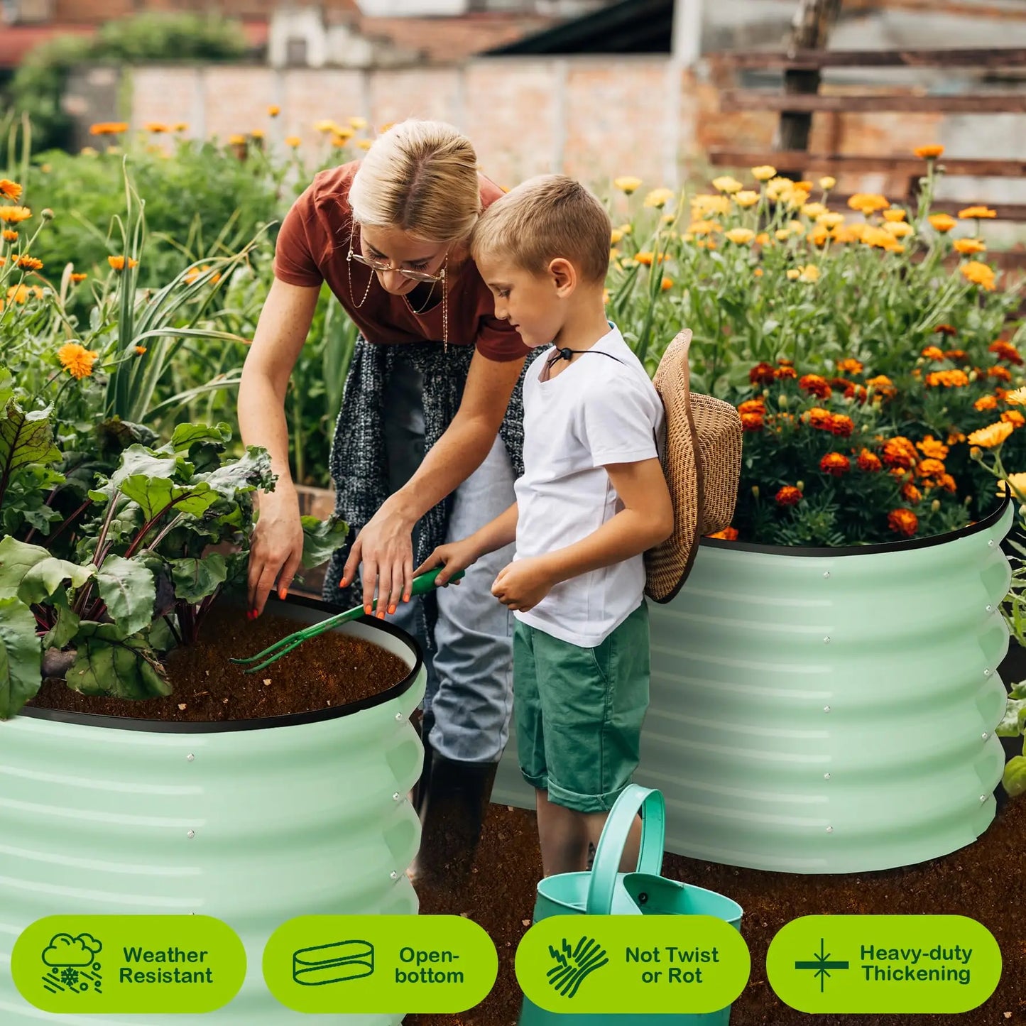 HiMISS 2-Pack Oval Galvanized Steel Raised Garden Bed