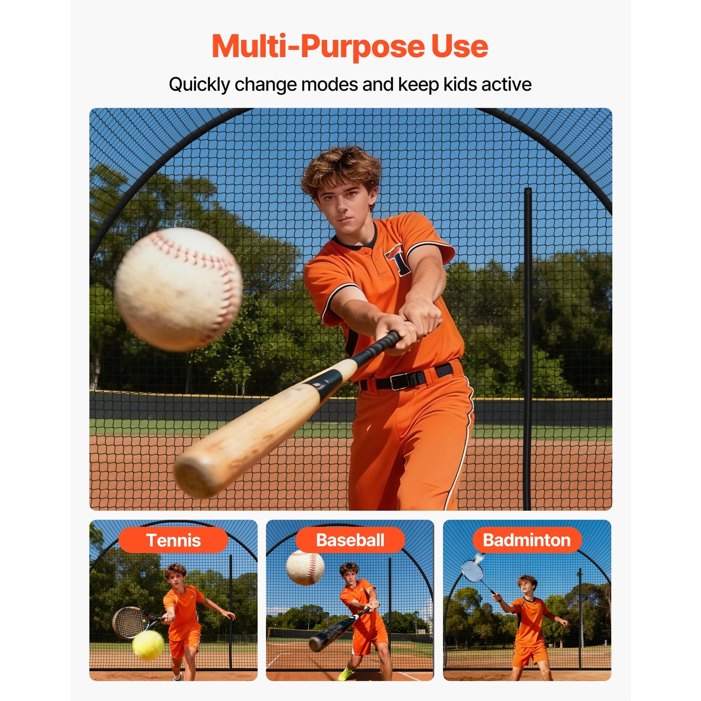 VEVOR Baseball Batting Cage With Pitching Machine Netting