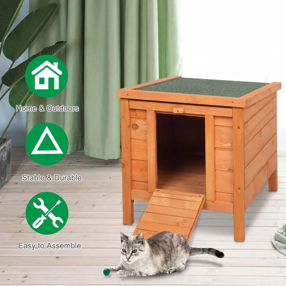 Weatherproof Wood Bunny Hutch Outdoor Pet Cage Shelter