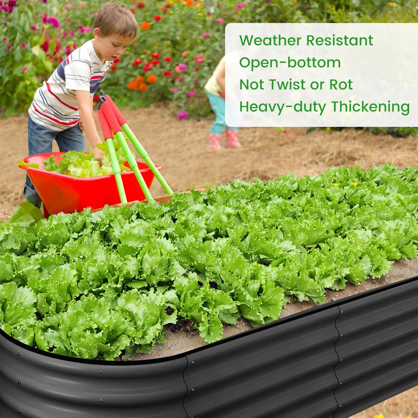 HiMISS Oval Raised Garden Bed Galvanized Metal Planter Box