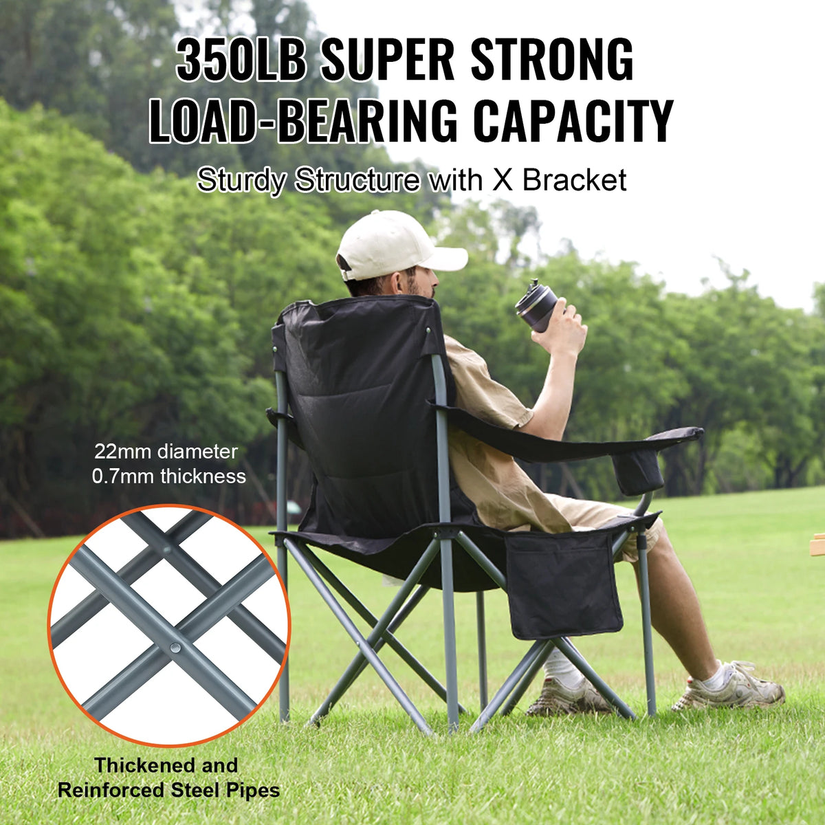 VEVOR Portable Folding Camping Chair With Lumbar Support
