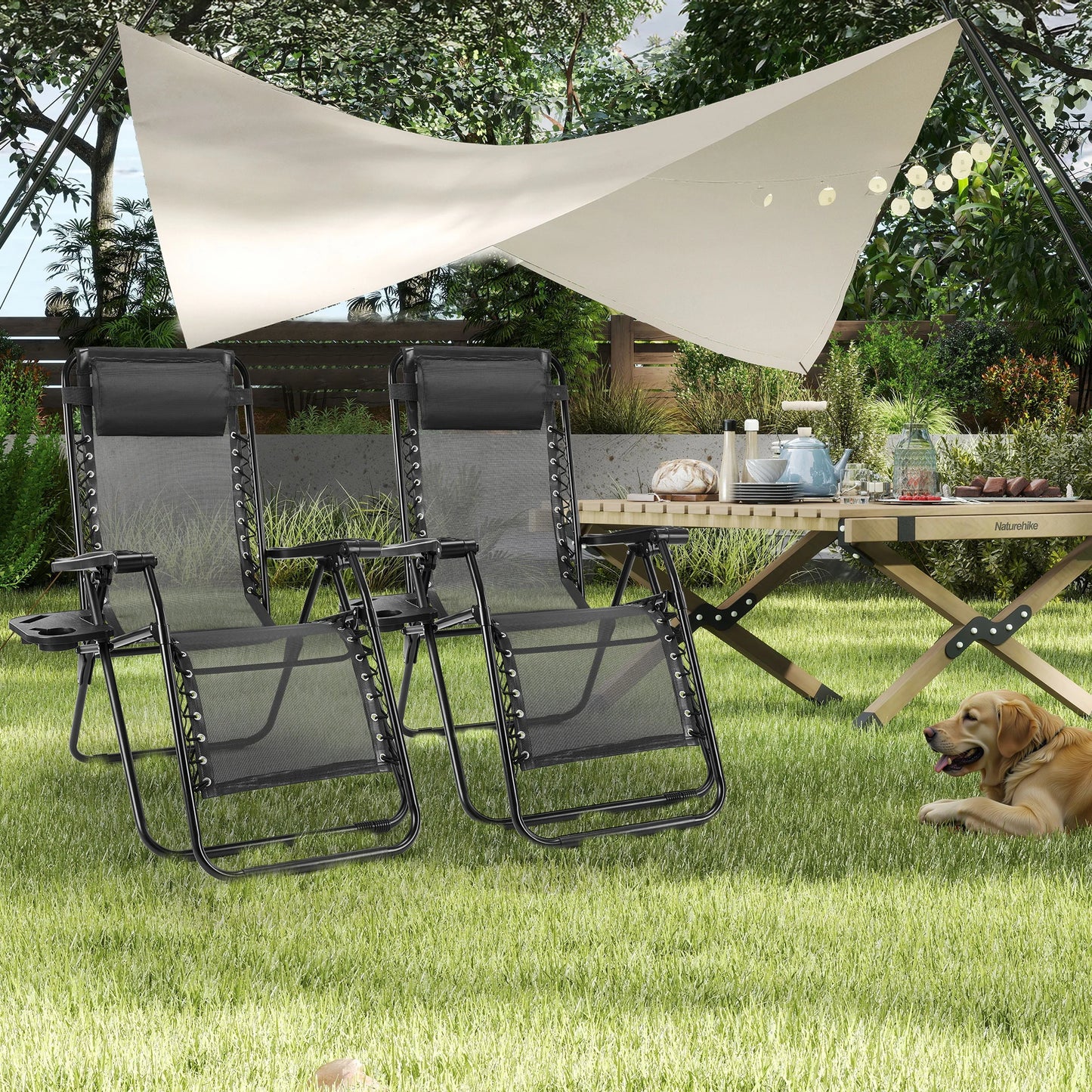 JHK Zero Gravity Recliner Chairs Outdoor Folding Set Of 2