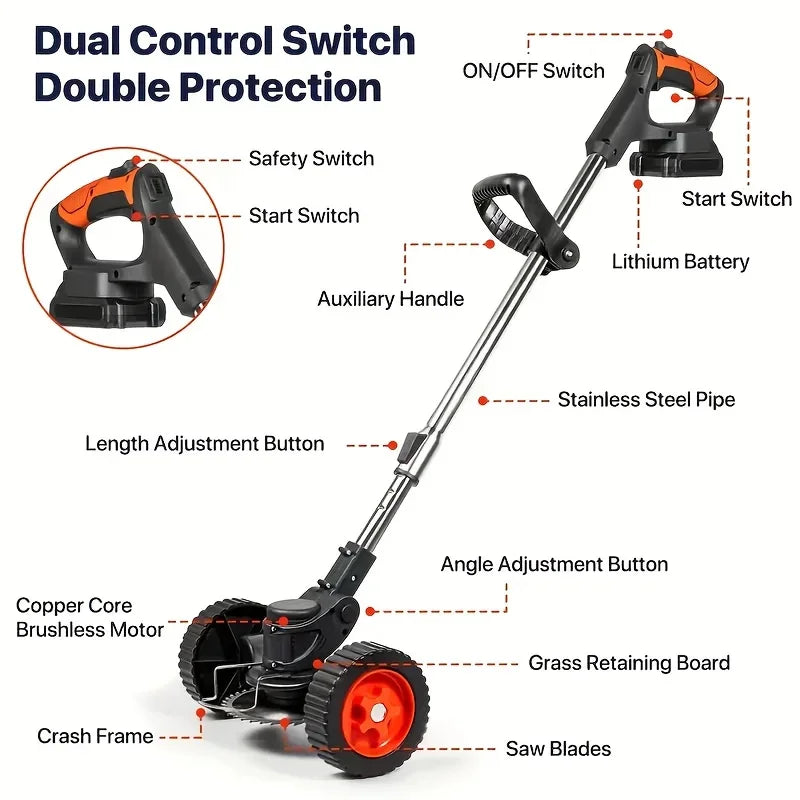Wireless Portable Weed Trimmer With Dual Batteries