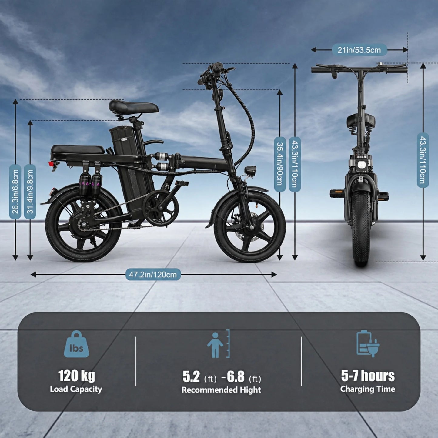 Foldable 500W Electric Bicycle For Adults 48V 15Ah