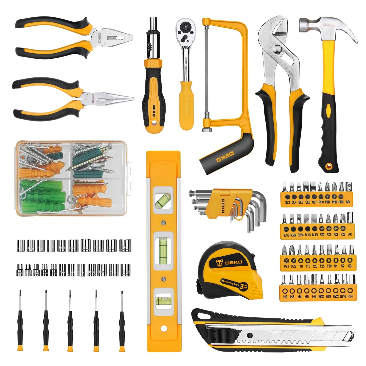 Dekopro 228-Piece Socket Wrench Tool Set Plastic Case