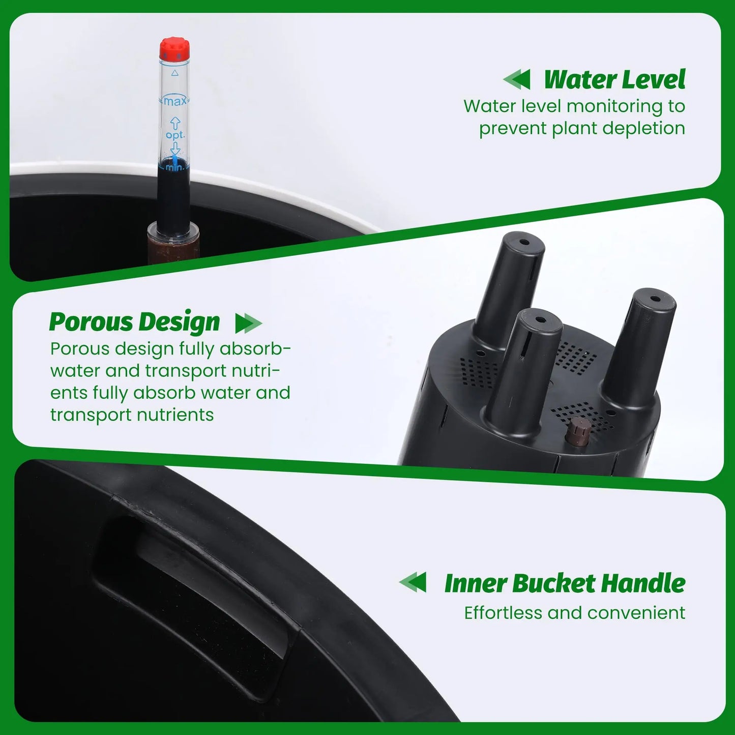 HiMISS Self Watering Planters With Water Level Indicator