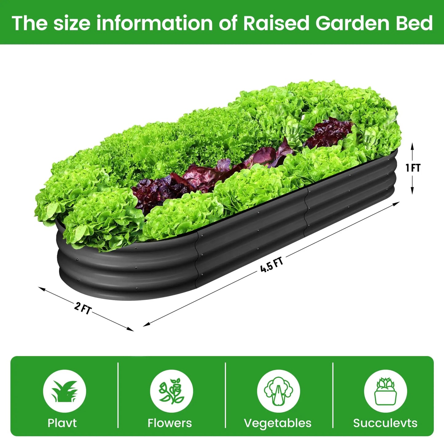 HiMISS 2-Pack Oval Galvanized Steel Raised Garden Bed
