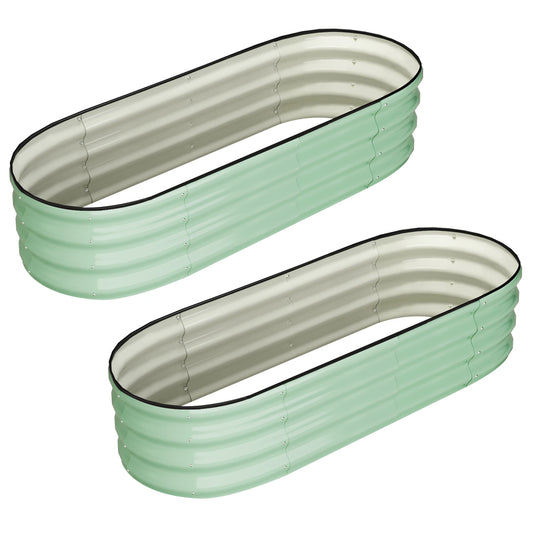 HiMISS Oval Galvanized Raised Garden Beds 2 Pack
