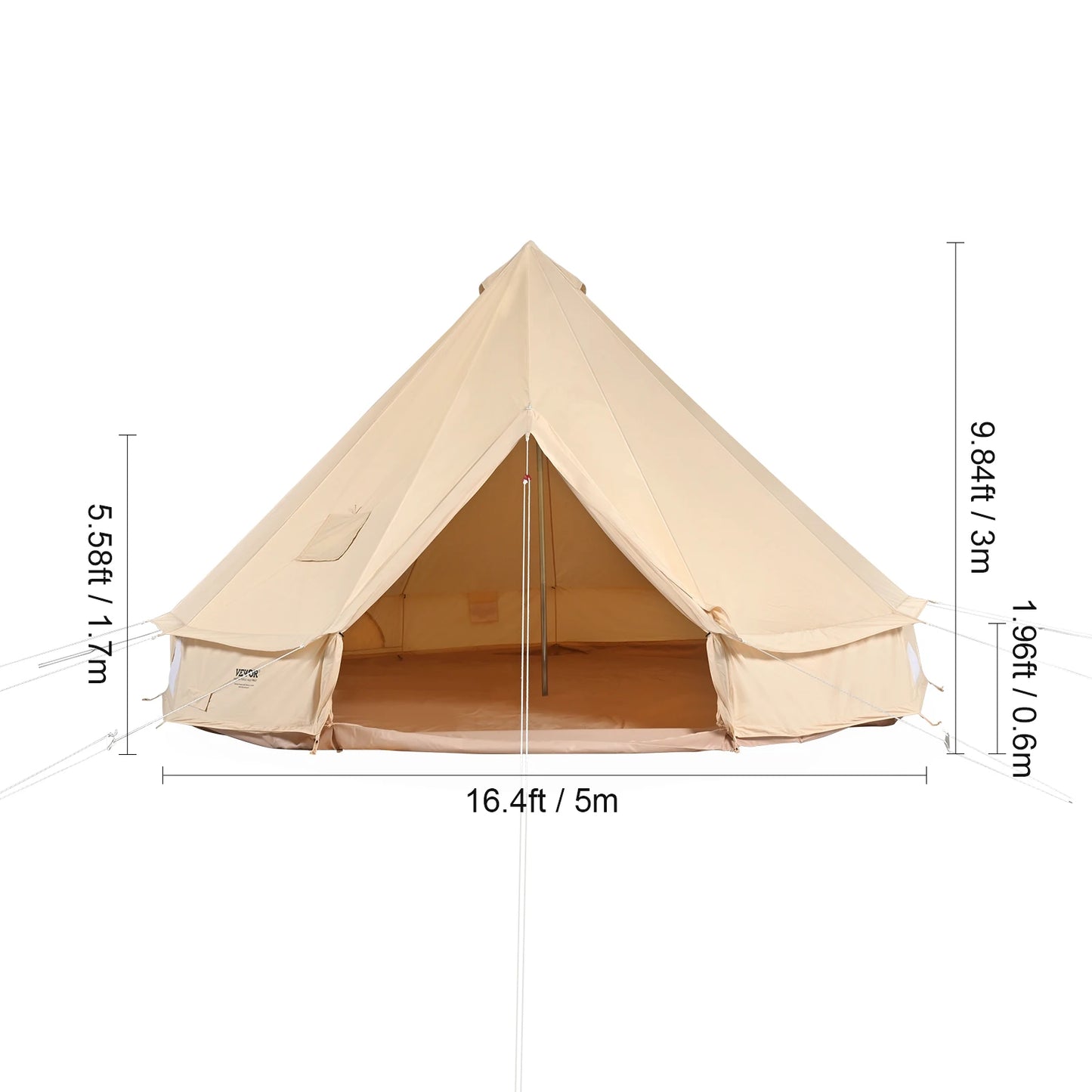 SucceBuy Canvas Bell Tent For Camping Holds Up To 8