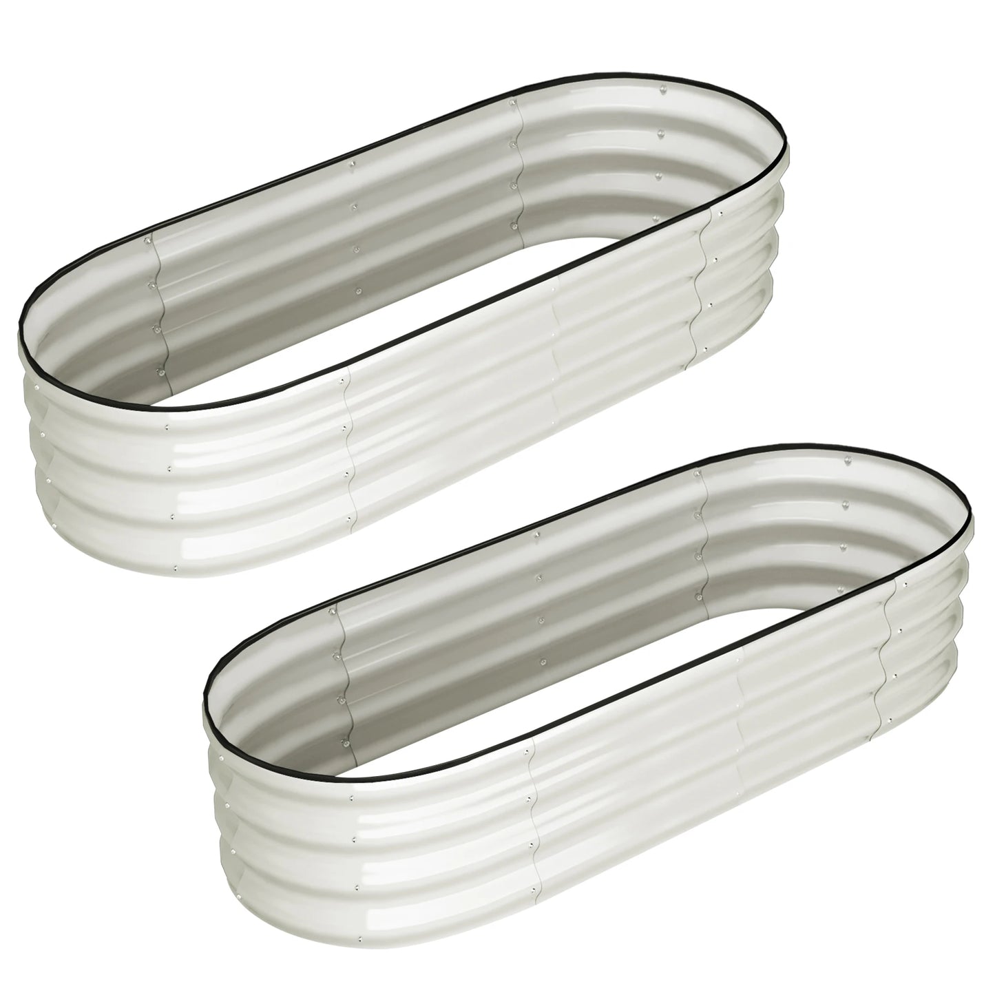 HiMISS Oval Galvanized Raised Garden Beds 2 Pack