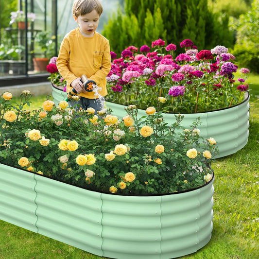 HiMISS 2-Pack Oval Galvanized Steel Raised Garden Bed