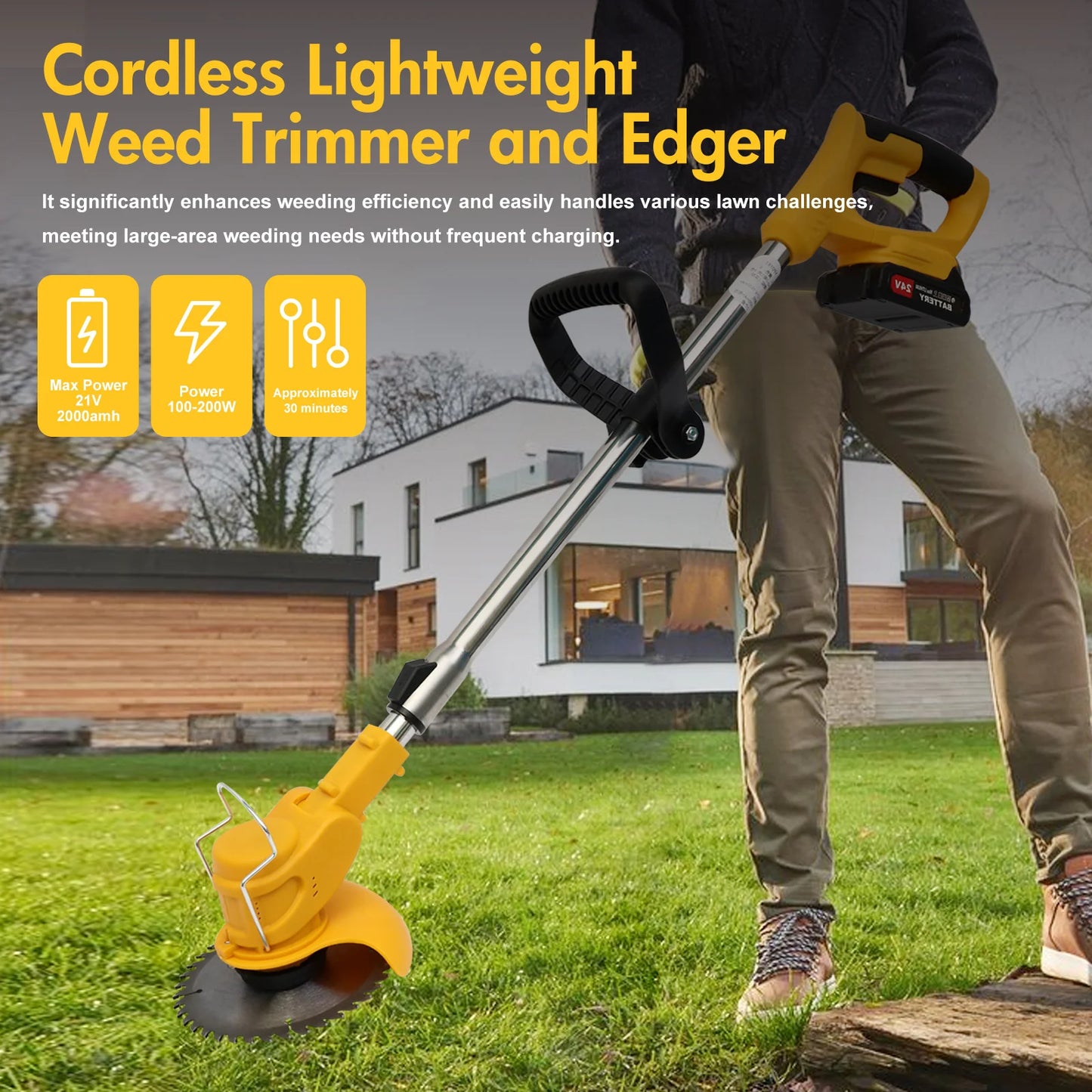Cordless 21V 3In1 Grass Trimmer Mower Edger