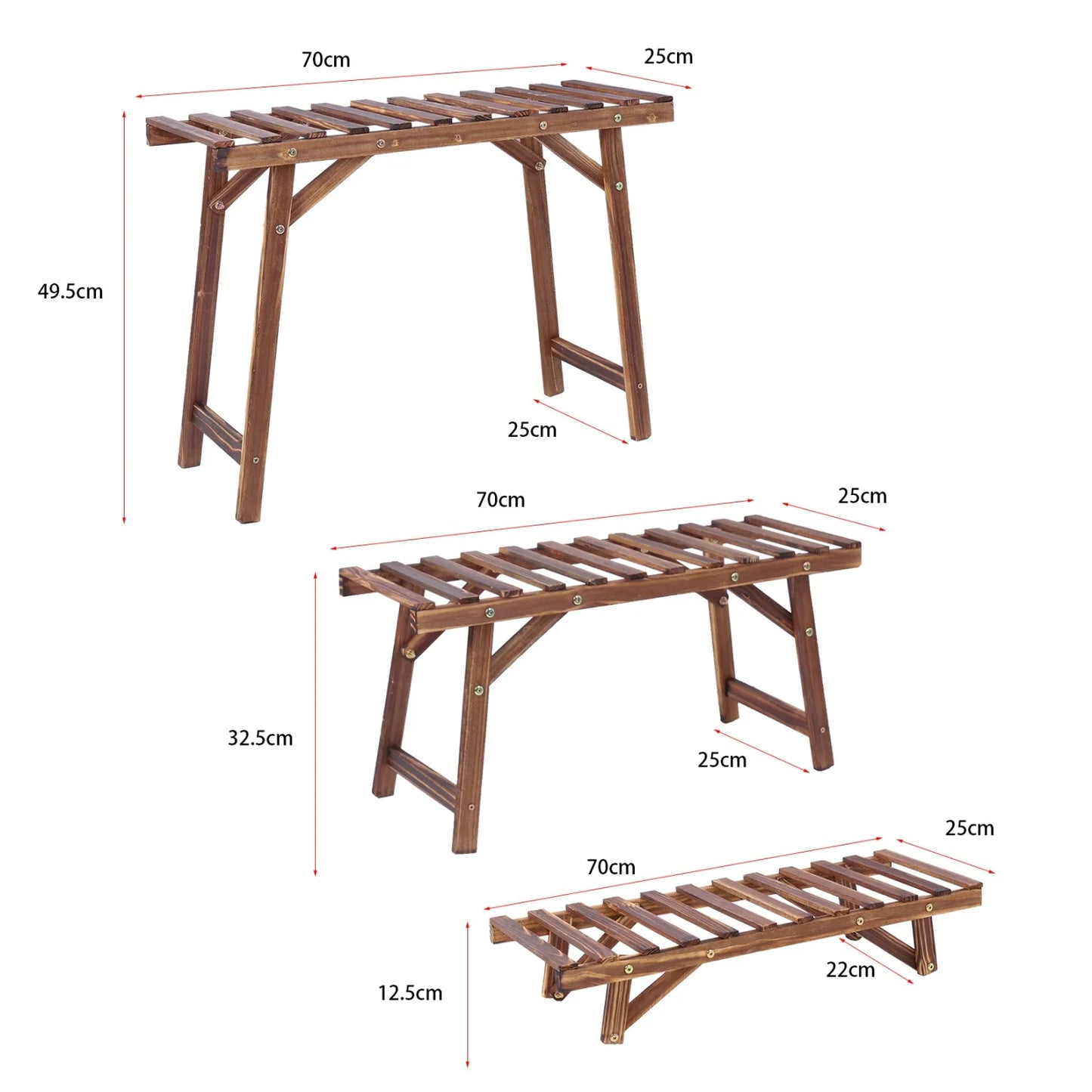 Three Tier Wood Ladder Plant Shelf Stand