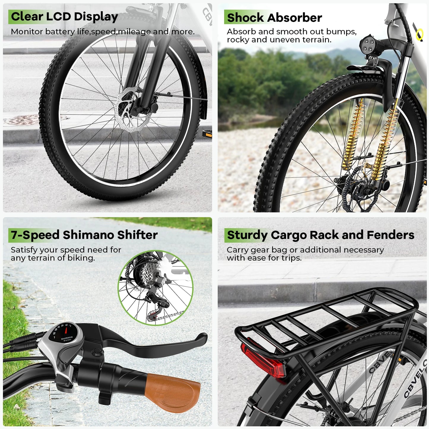 CYBERVELO Urban Commute E Bike 48V 1000W Peak Motor EK2