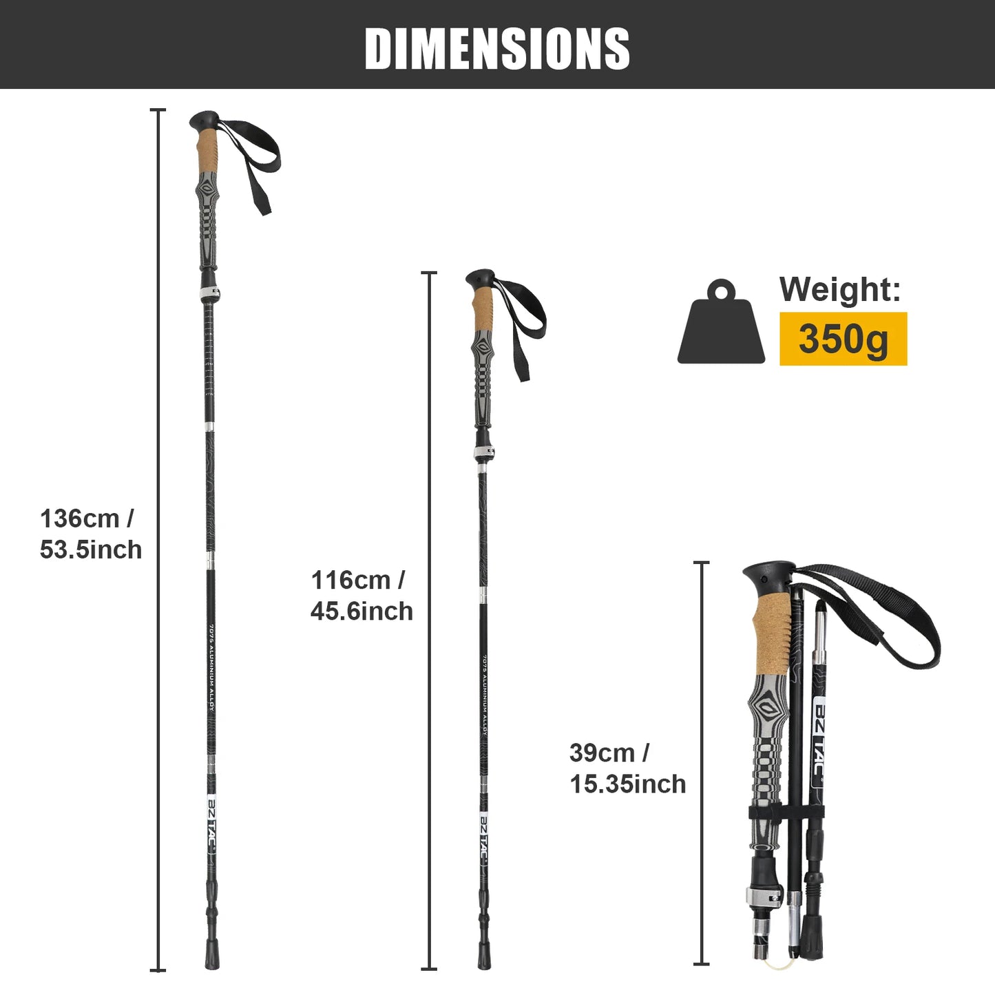 Foldable Trekking Poles With Shock Absorption Non Slip