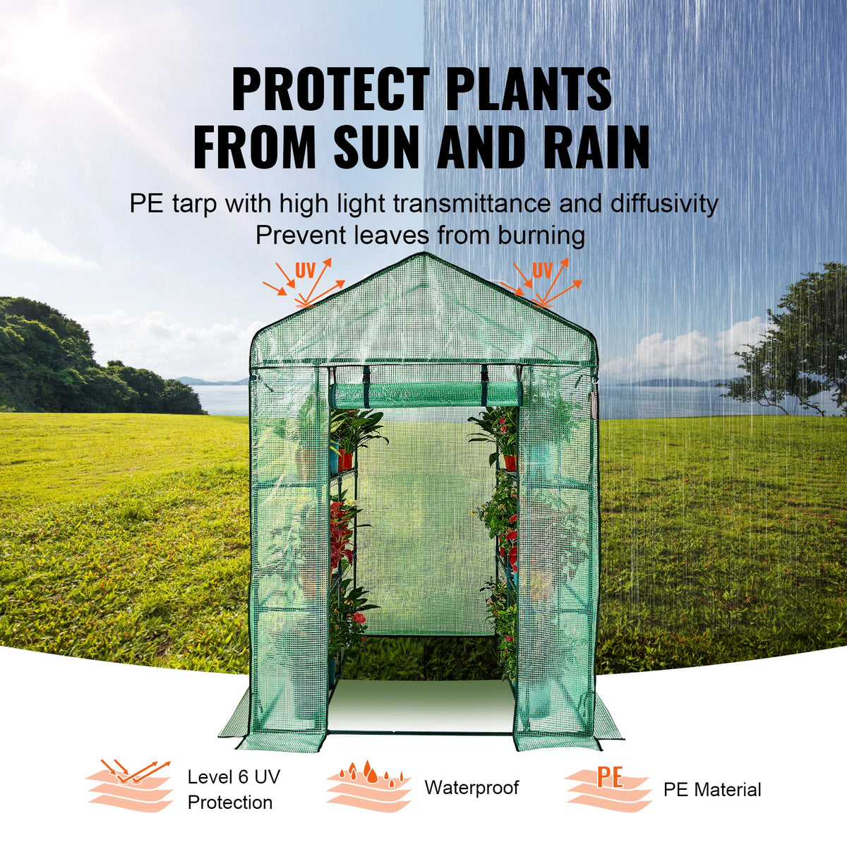 SucceBuy Walk-In Greenhouse With Shelves