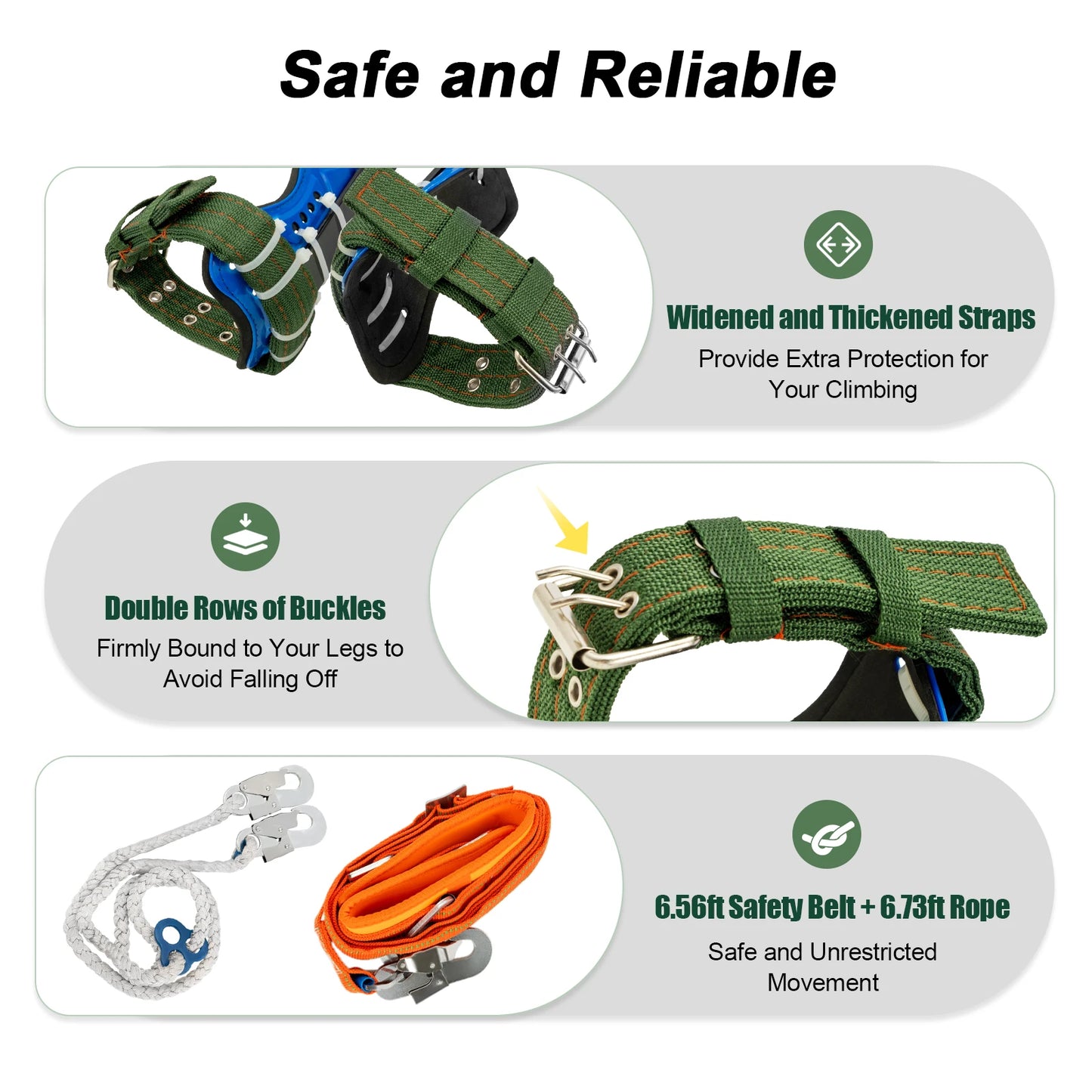 Arborist Tree Climbing Spikes Kit With Safety Belt Harness