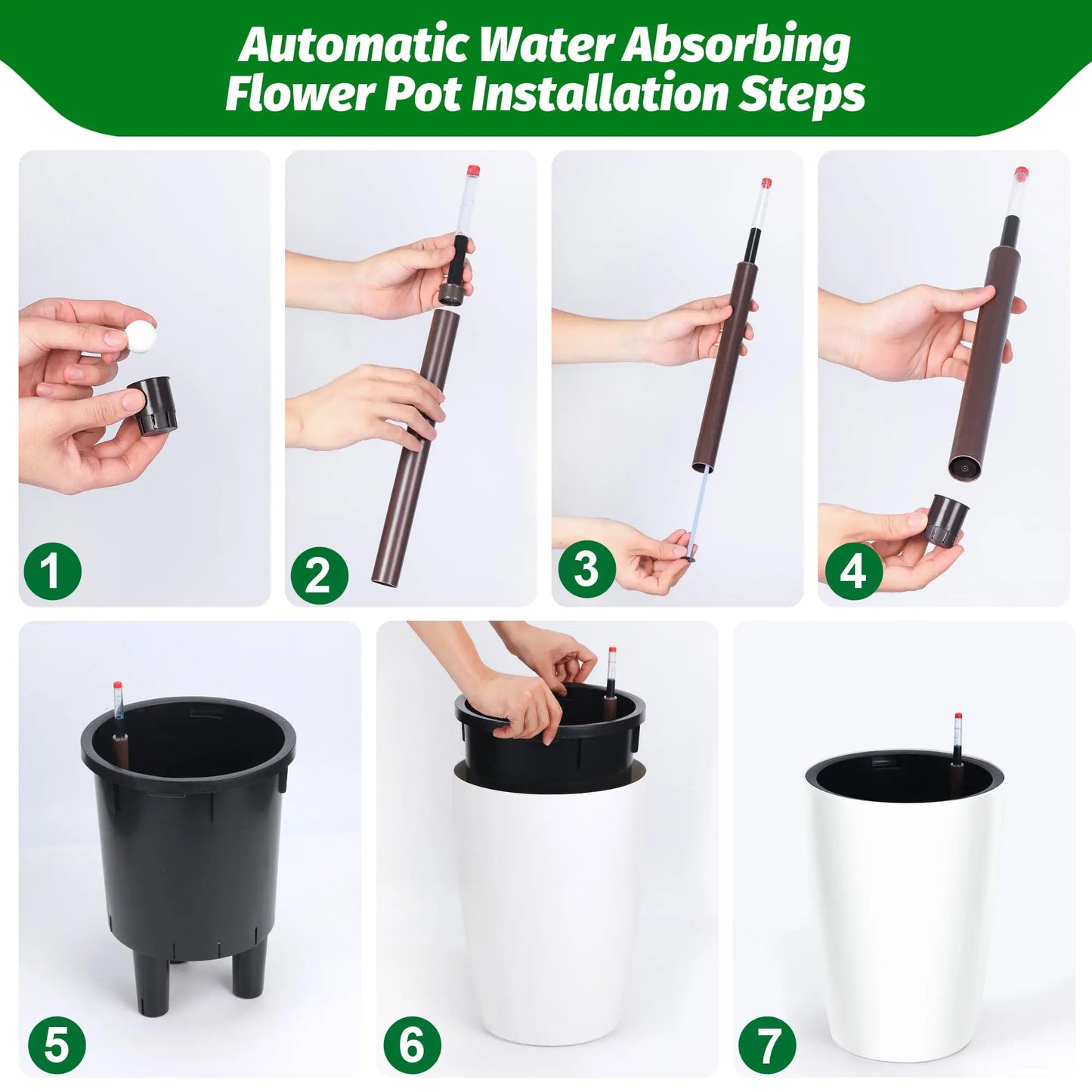 HiMISS Self Watering Planters With Water Level Indicator