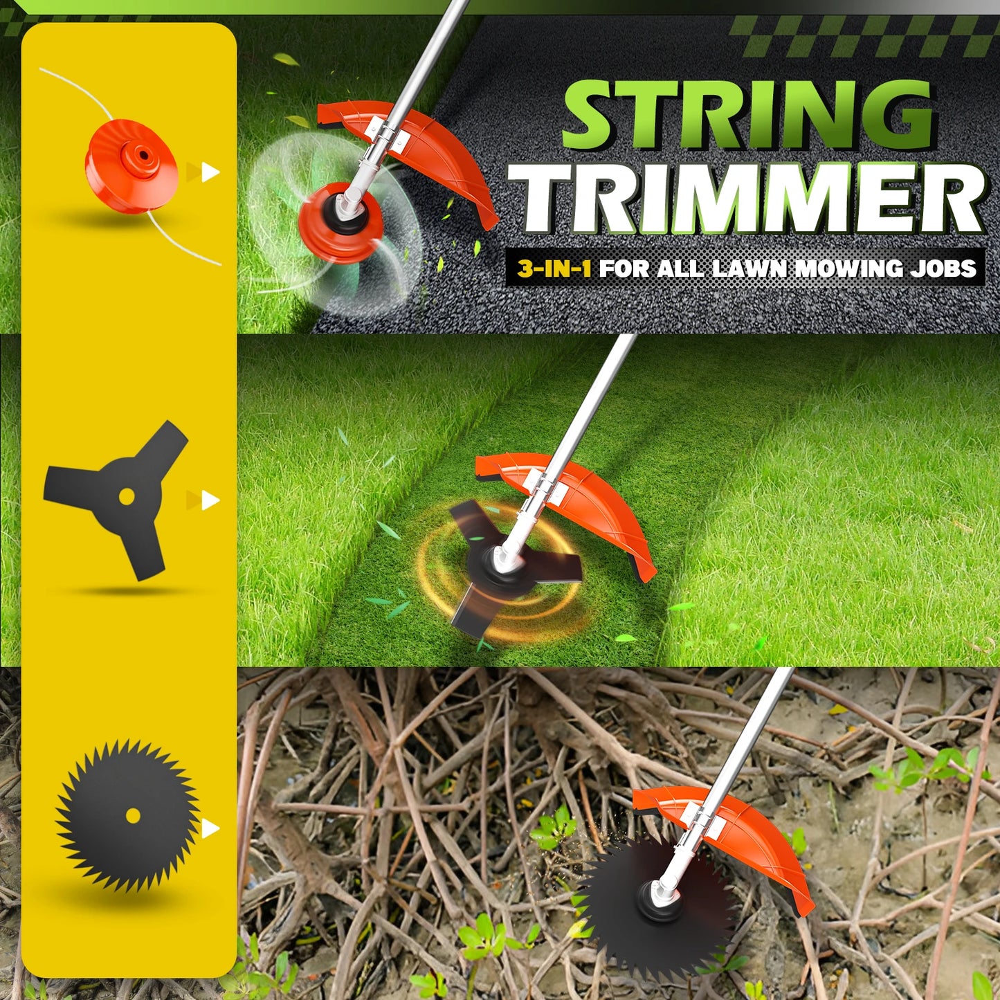 Gas Powered 6 In 1 Hedge Trimmer And Yard Tool