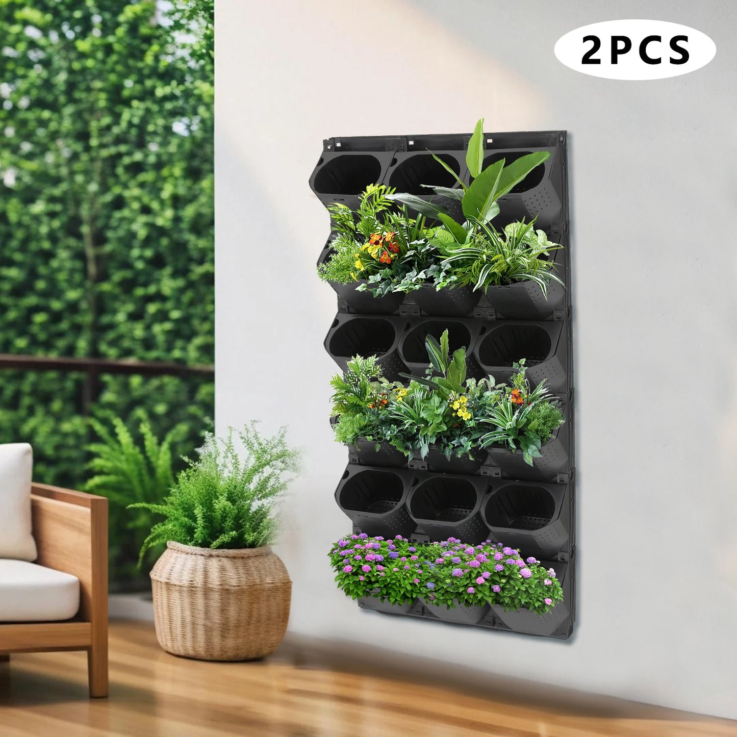 Stackable Self Watering Wall Planter 36 Pots Vertical Garden