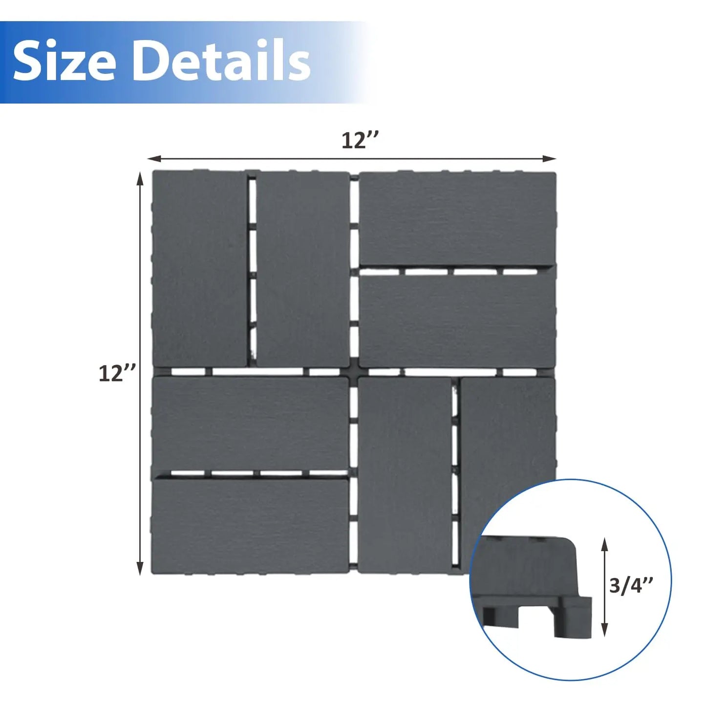 44 Piece Pack Interlocking Plastic Floor Tiles