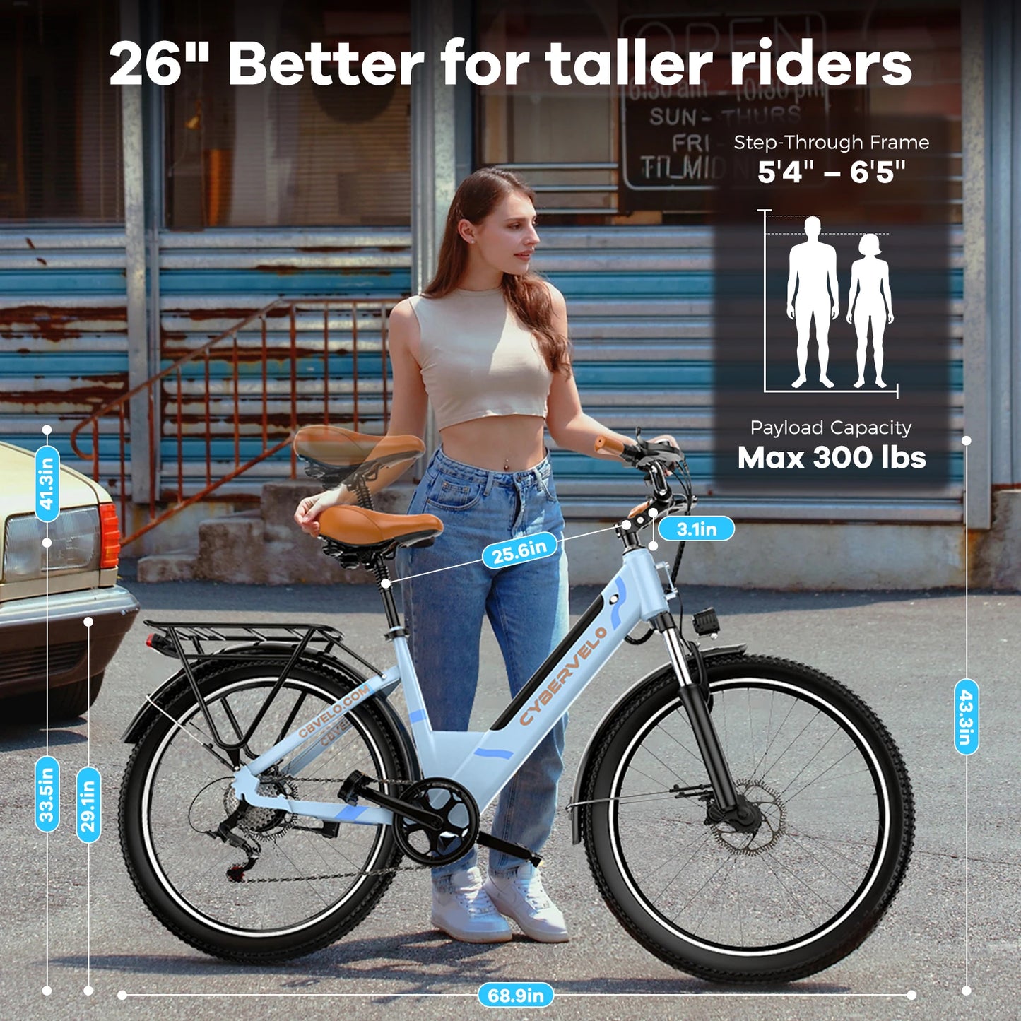 CYBERVELO Urban Commute E Bike 48V 1000W Peak Motor EK2