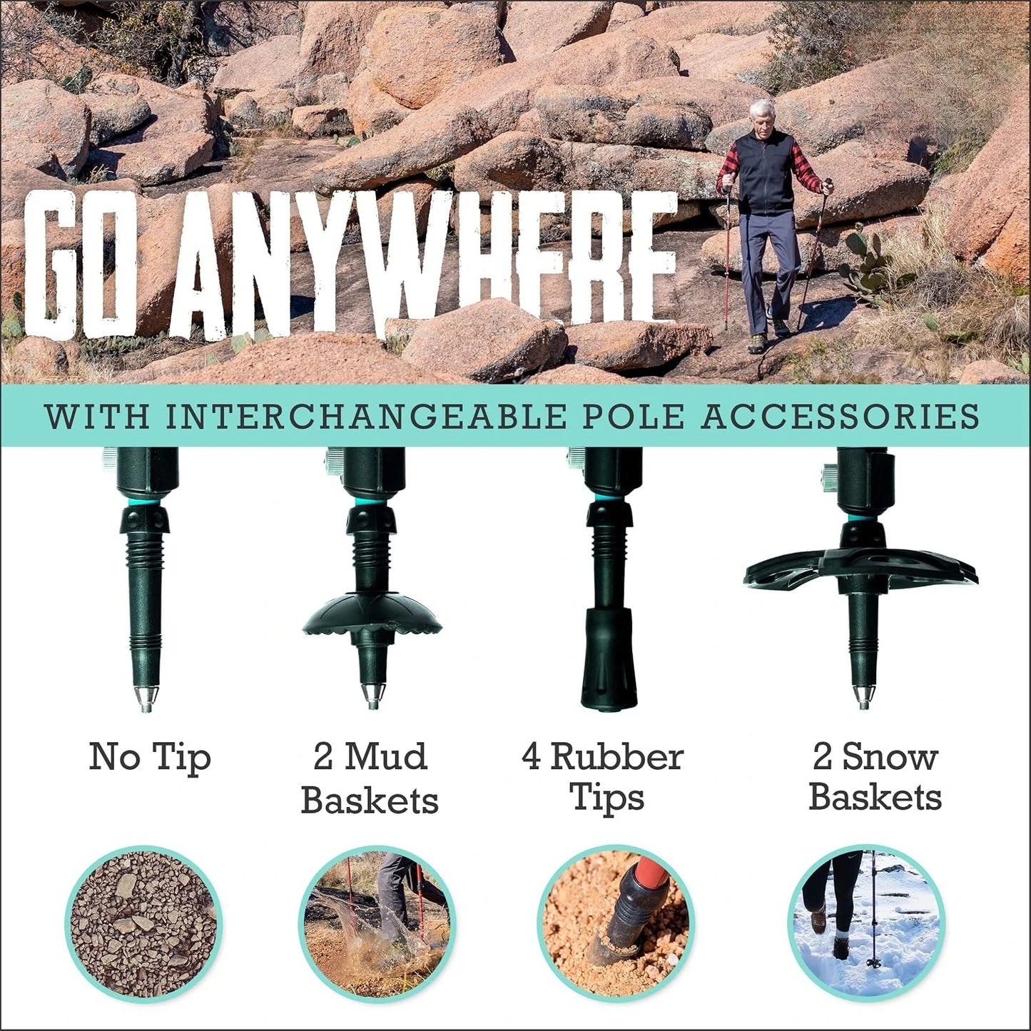 Lightweight 7075 Aluminum Collapsible Trekking Poles
