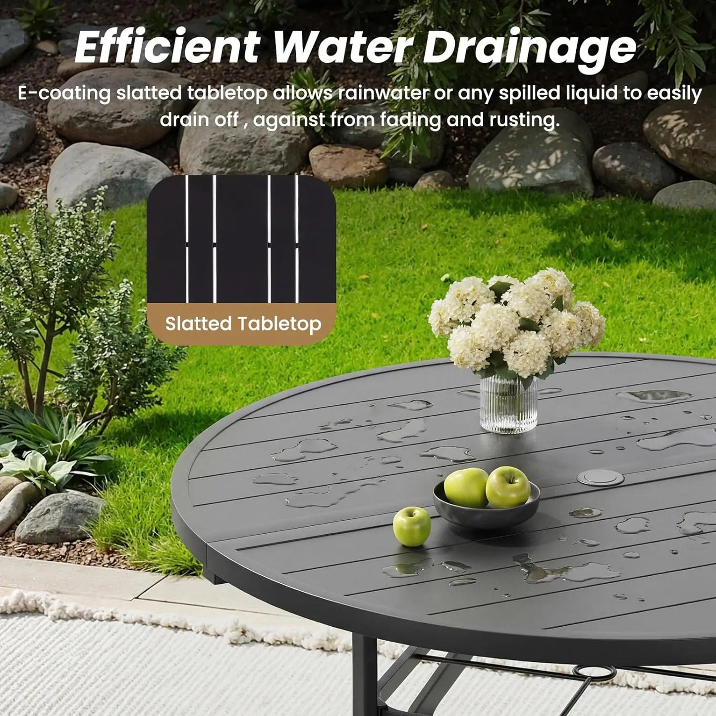 FARINI Round Outdoor Patio Dining Table Iron