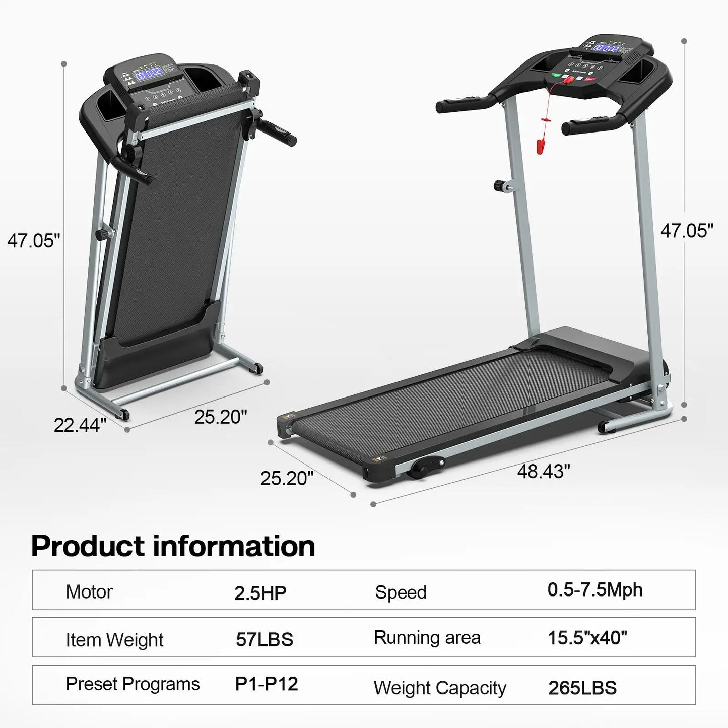 Foldable Home Treadmill With Shock Absorbing Non Slip