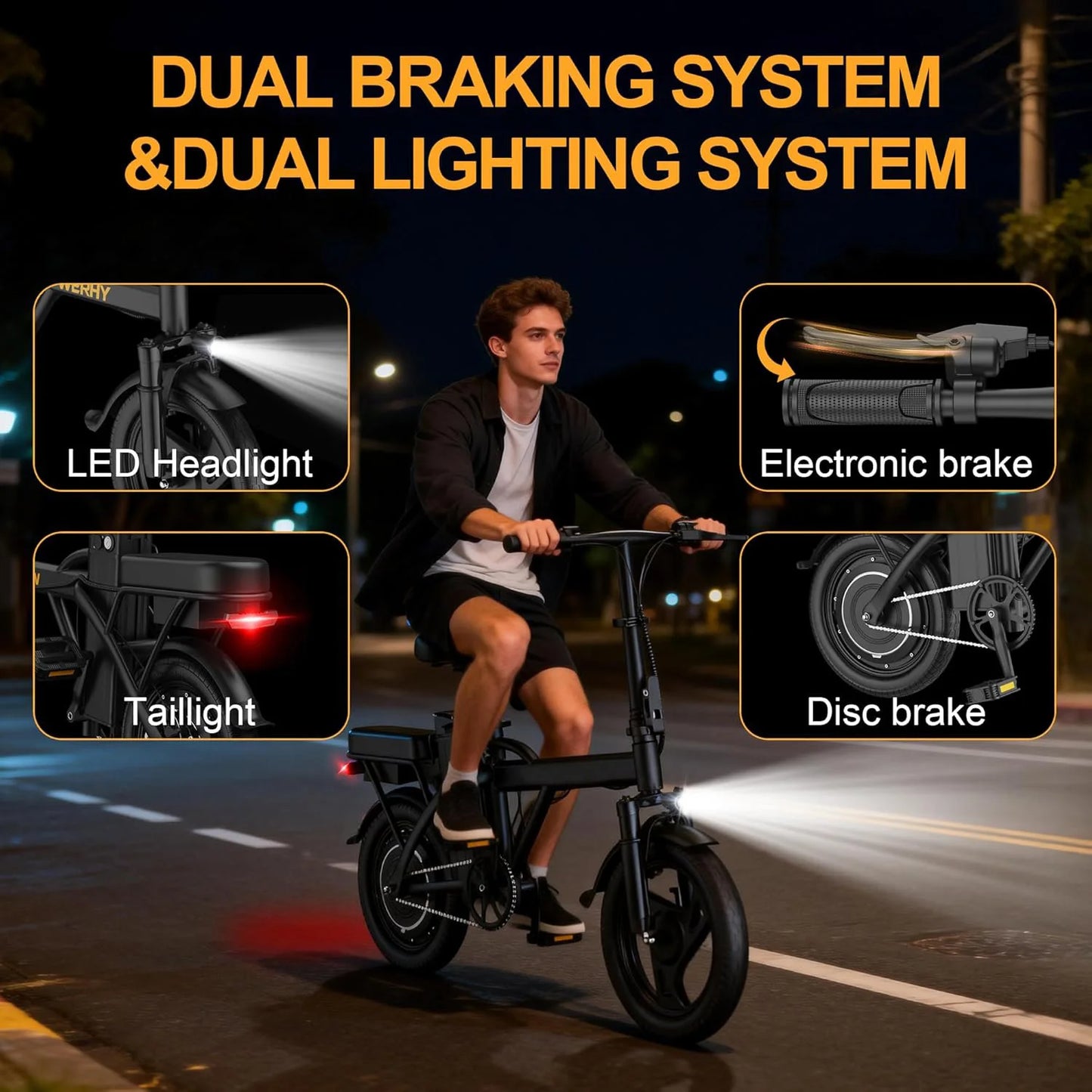 Ladped Foldable Electric Bike 500W Two Seat Long Range
