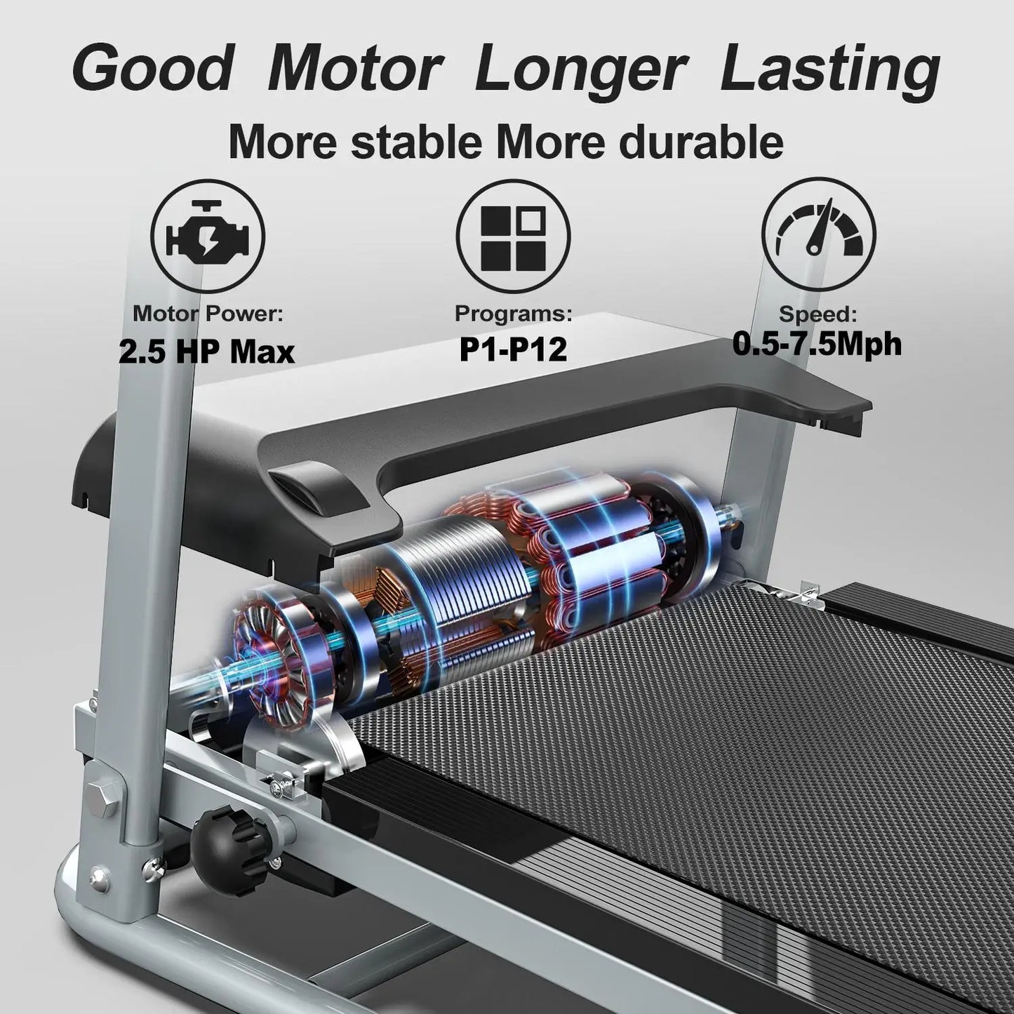 Foldable Home Treadmill With Shock Absorbing Non Slip