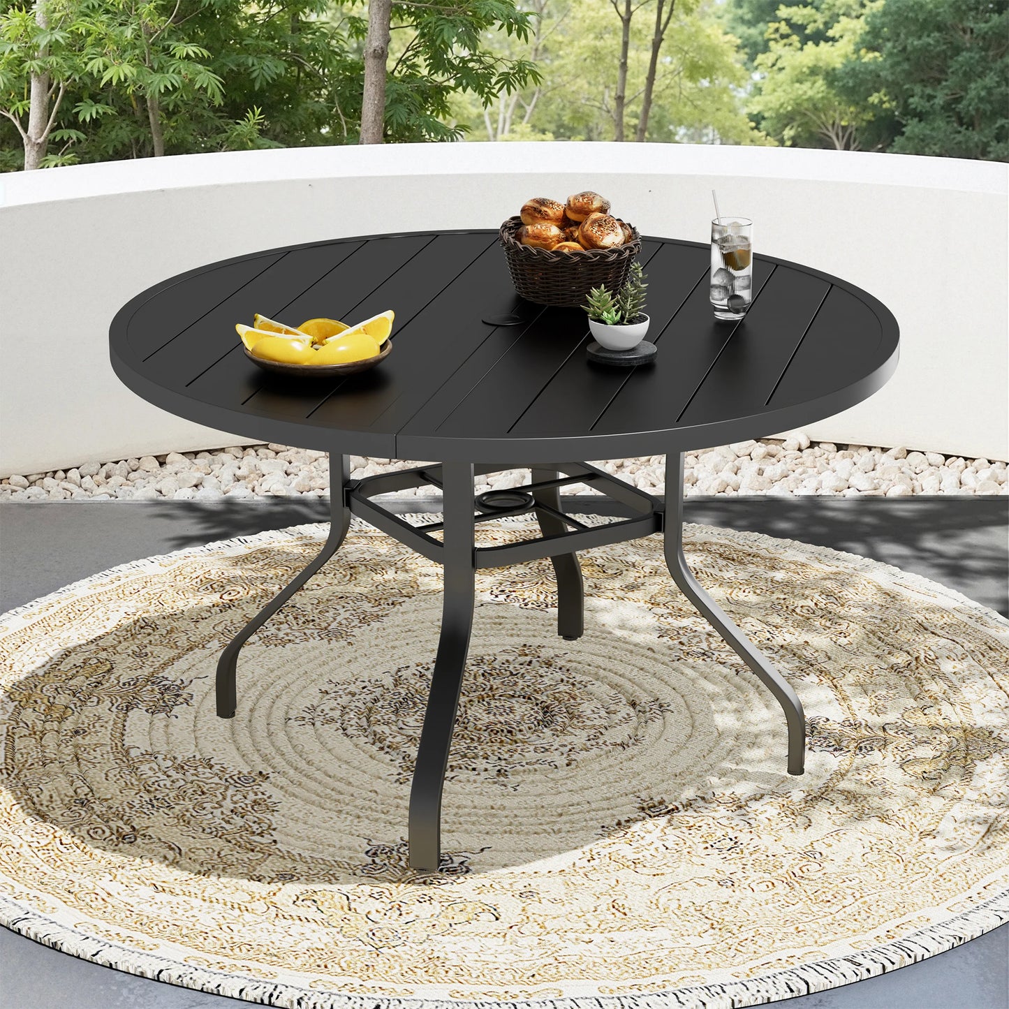 FARINI Round Outdoor Patio Dining Table Iron